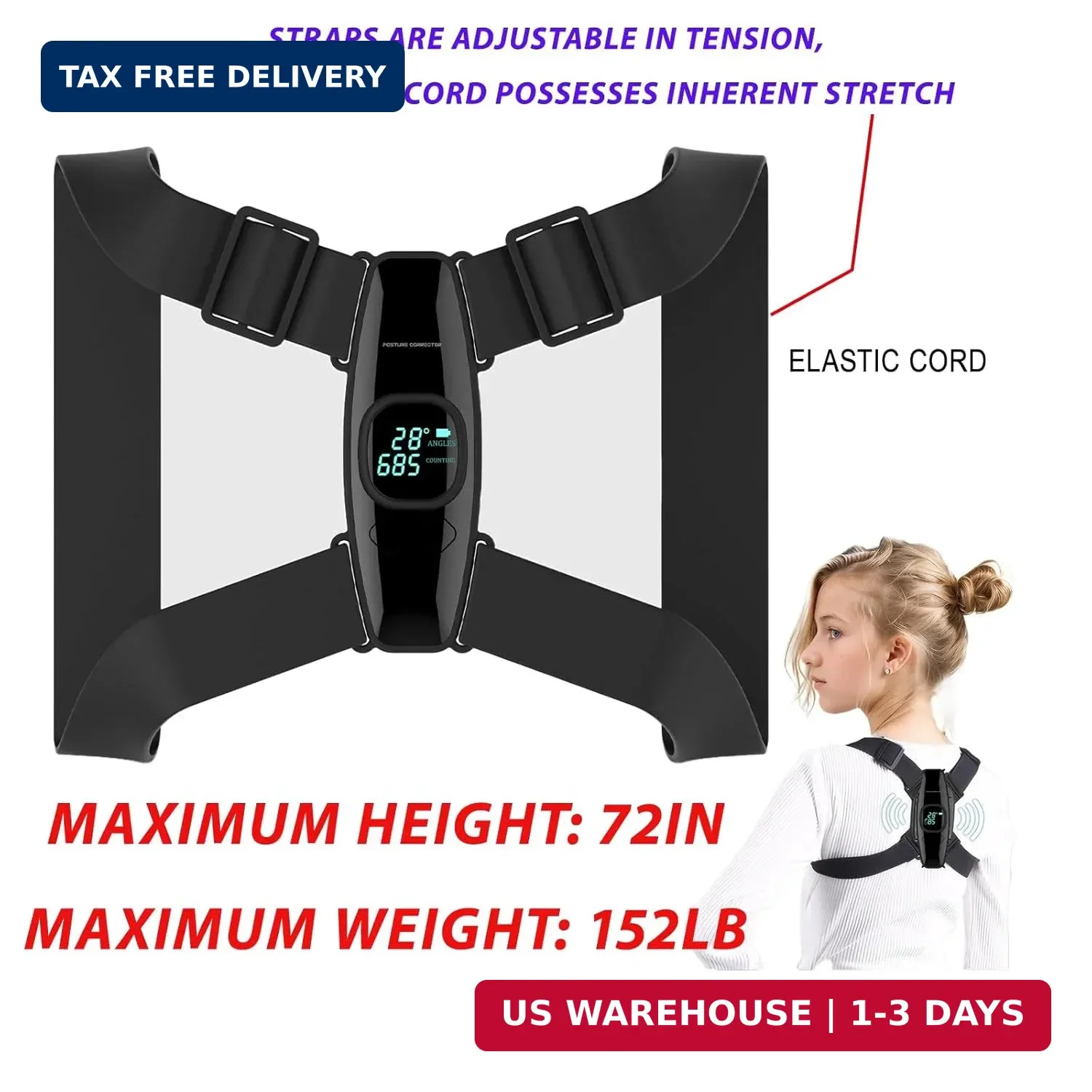 Upgraded Smart Posture Corrector Adjustable Posture Correction Angle with Vibrat