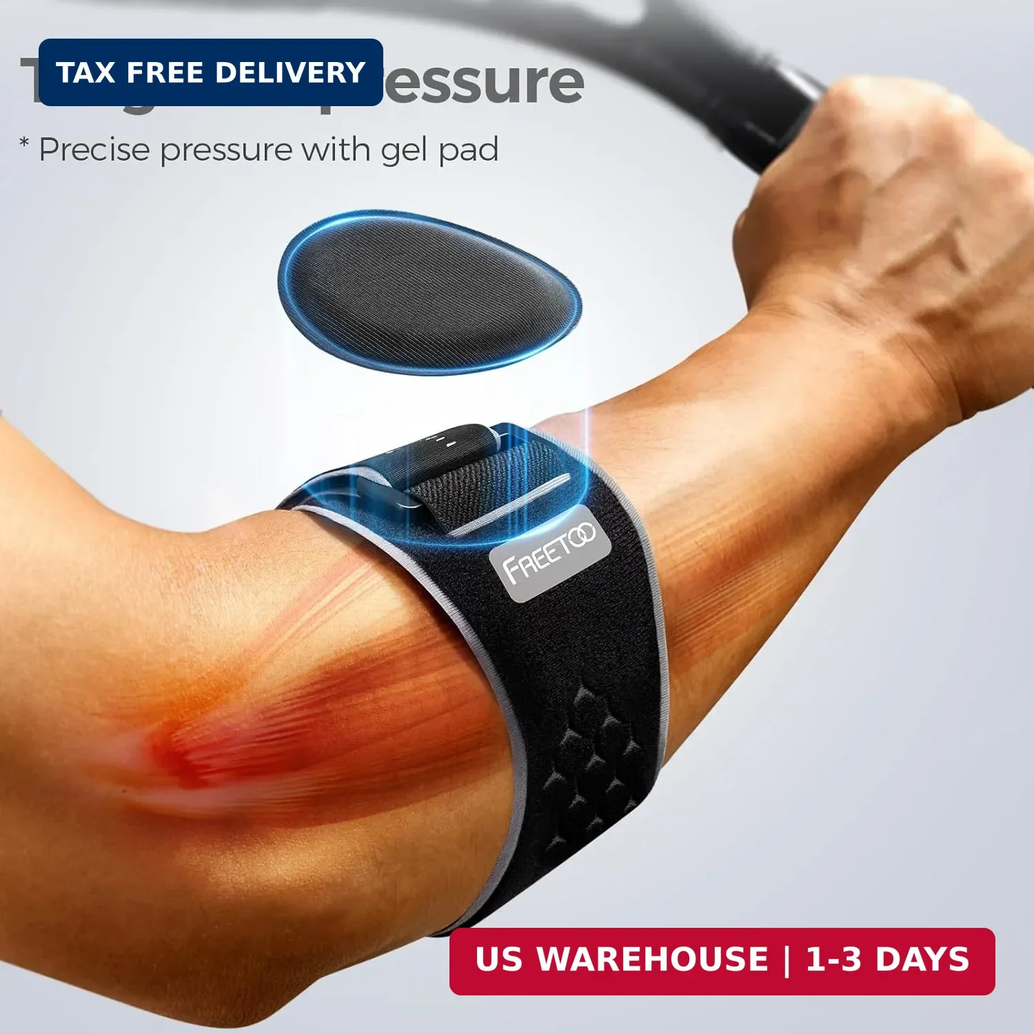 Counterforce Brace for Epicondylitis, Tennis Elbow Strap with Gel Pad Grey L/XL