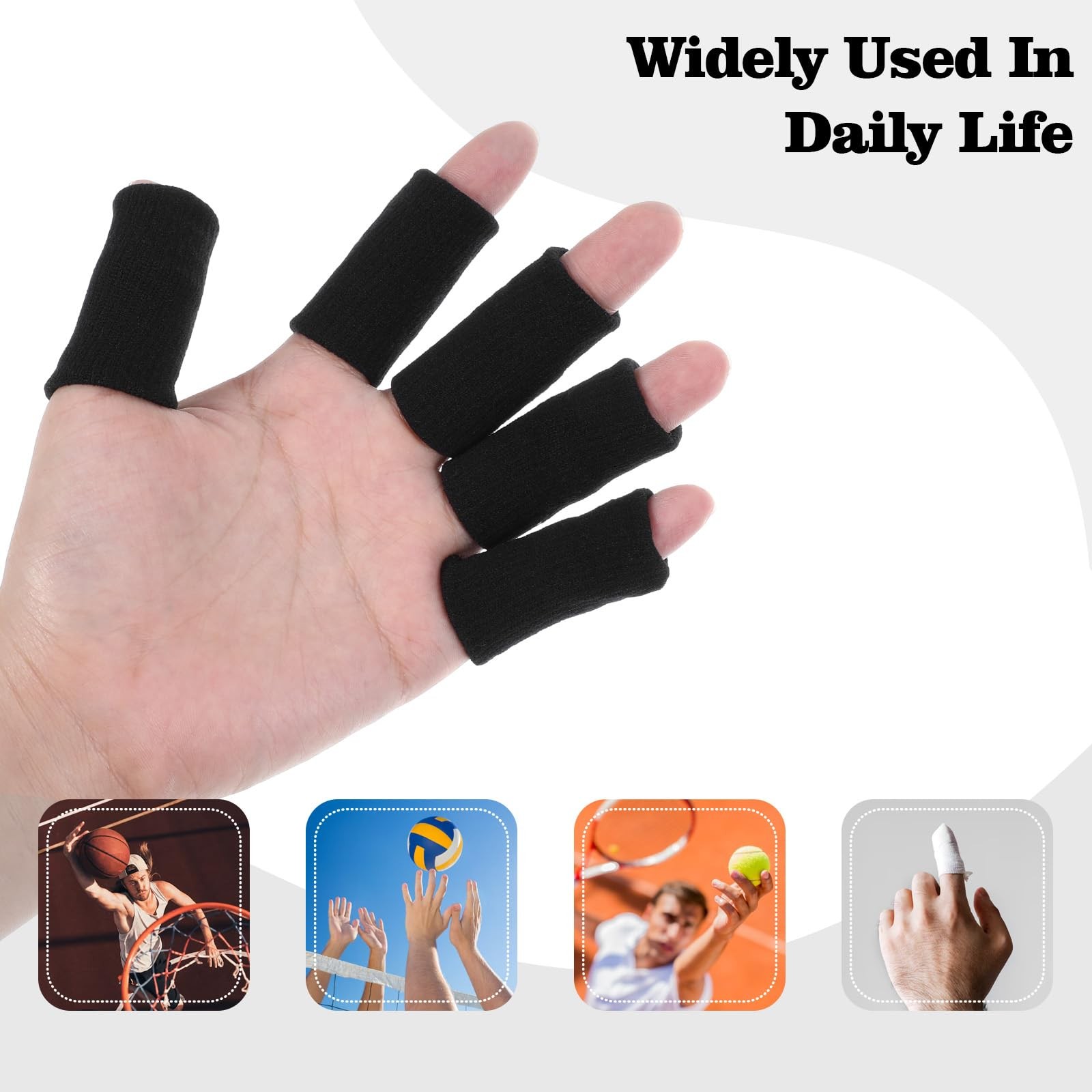 ElevateTech Finger Sleeves Protectors, 10 Pcs One Size, black