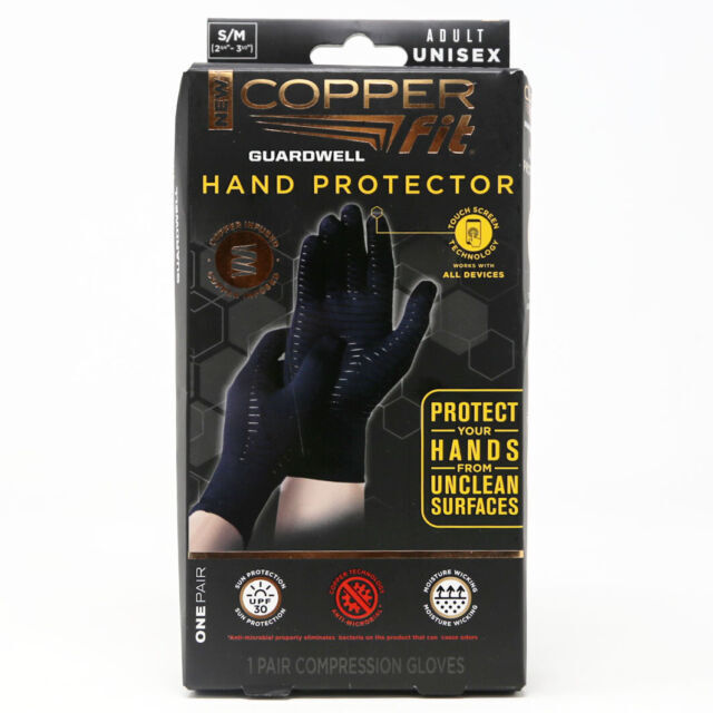 Copper Fit Guardwell Gloves Full Finger Hand Protection, Small/Medium