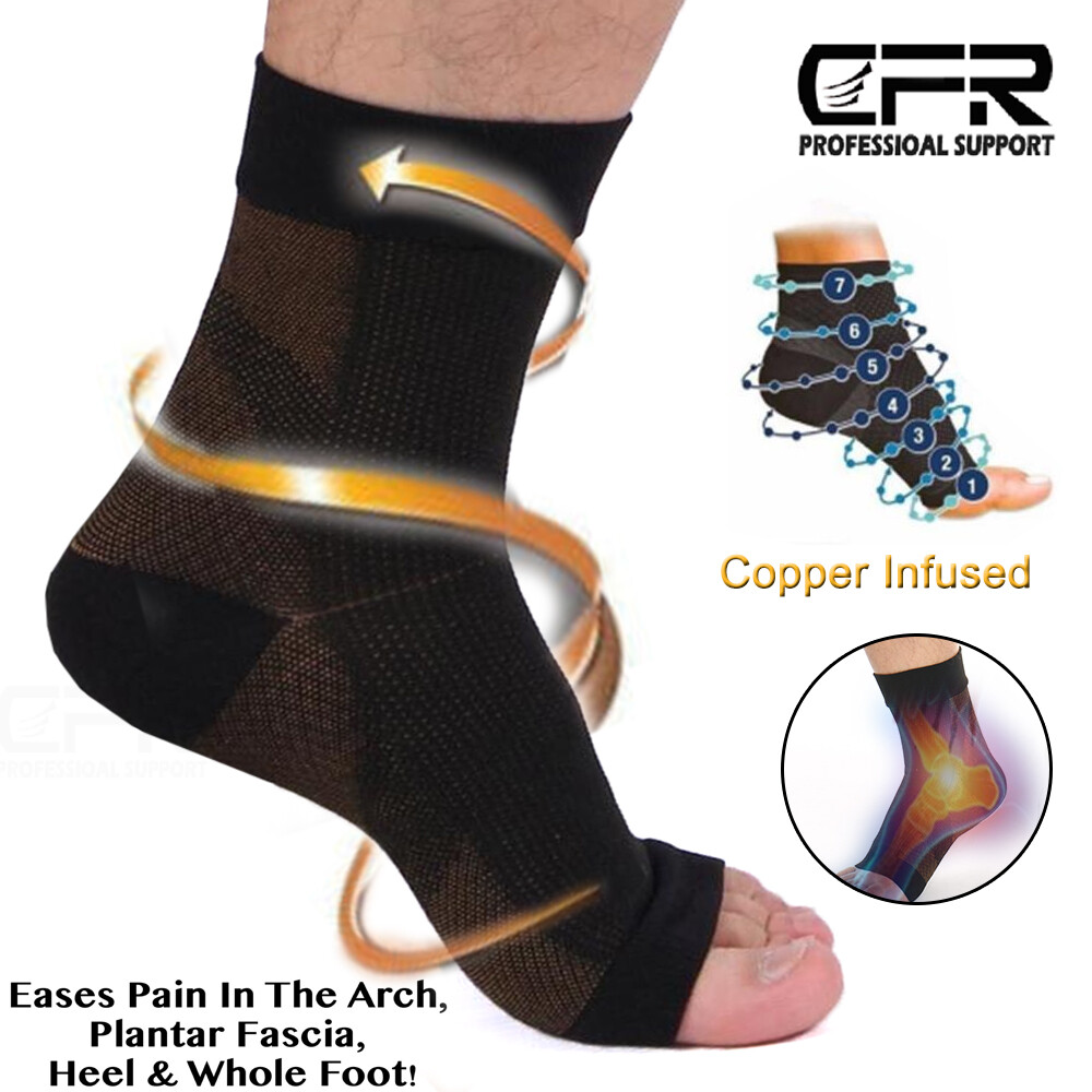 Copper Socks Anti Fatigue Compression Foot Heel Sleeve Support Brace Pain Relief