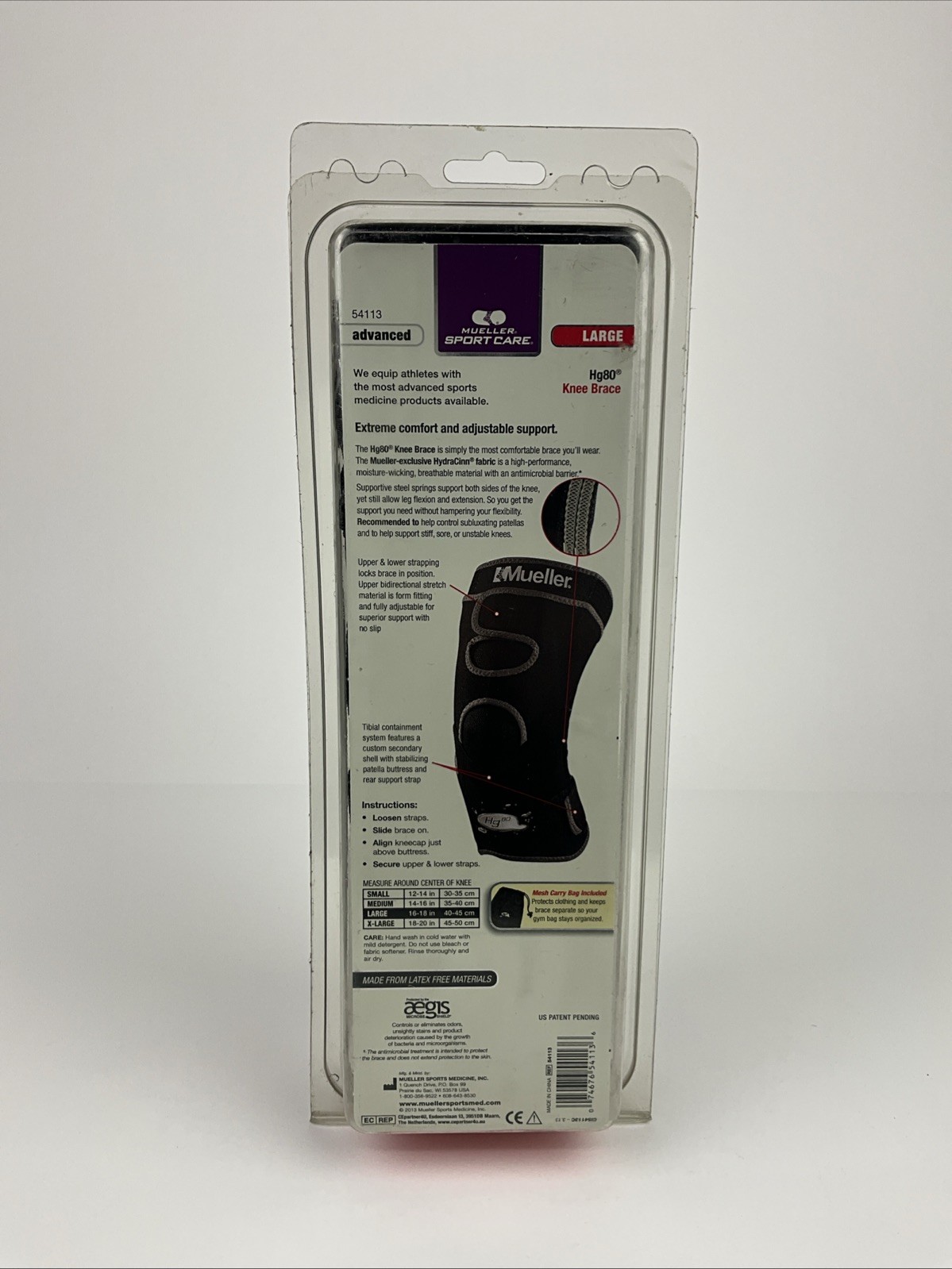 Mueller Large HG80 Knee Brace Moisture Knicking Antibacterial New