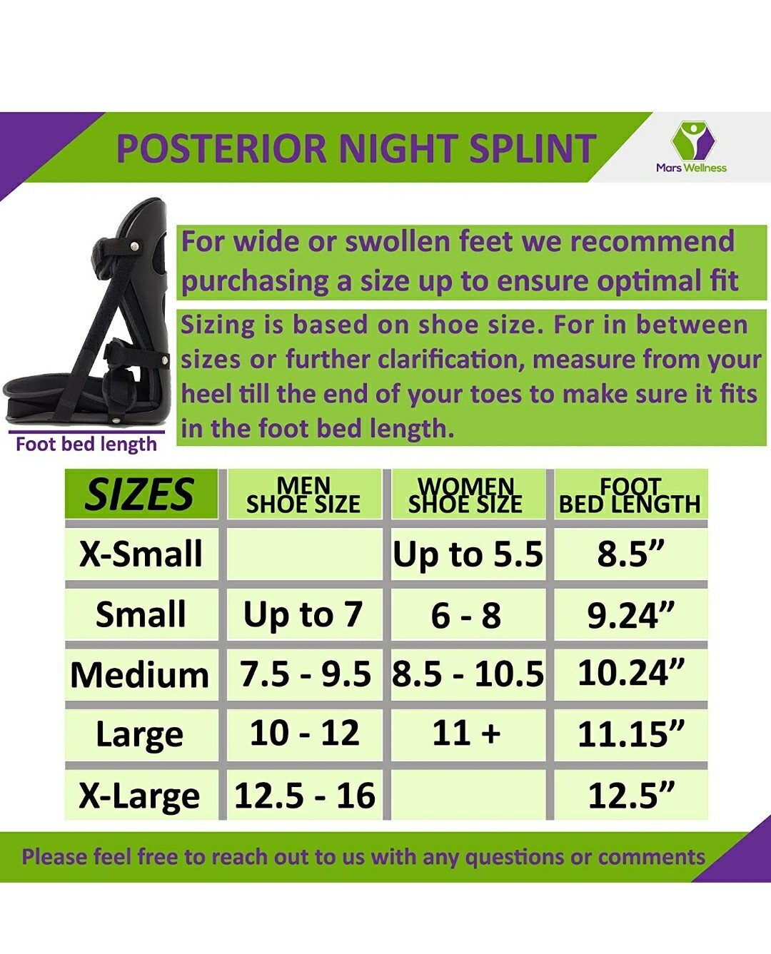 Posterior Night Splint for Plantar Fasciitis, Achilles Tendinitis, Heel Pain – S