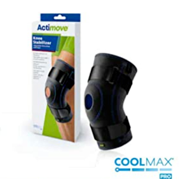 Actimove Sz XL Knee Stabilizer Adjustable Horseshoe & Stays – Black W/ CoolMax