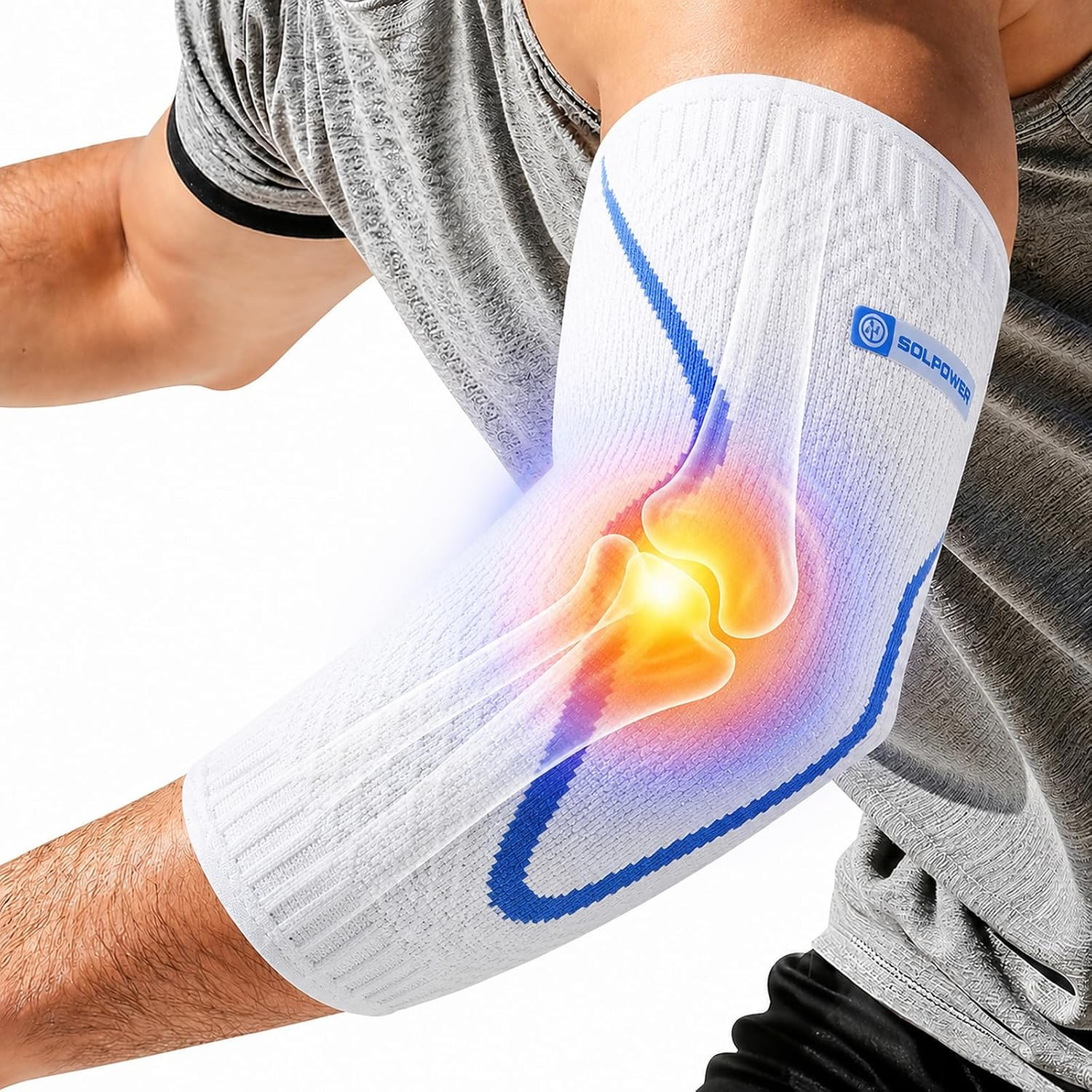 Elbow Brace for Tennis Elbow & Tendonitis, Compression Sleeve with Gel Pads, 4D