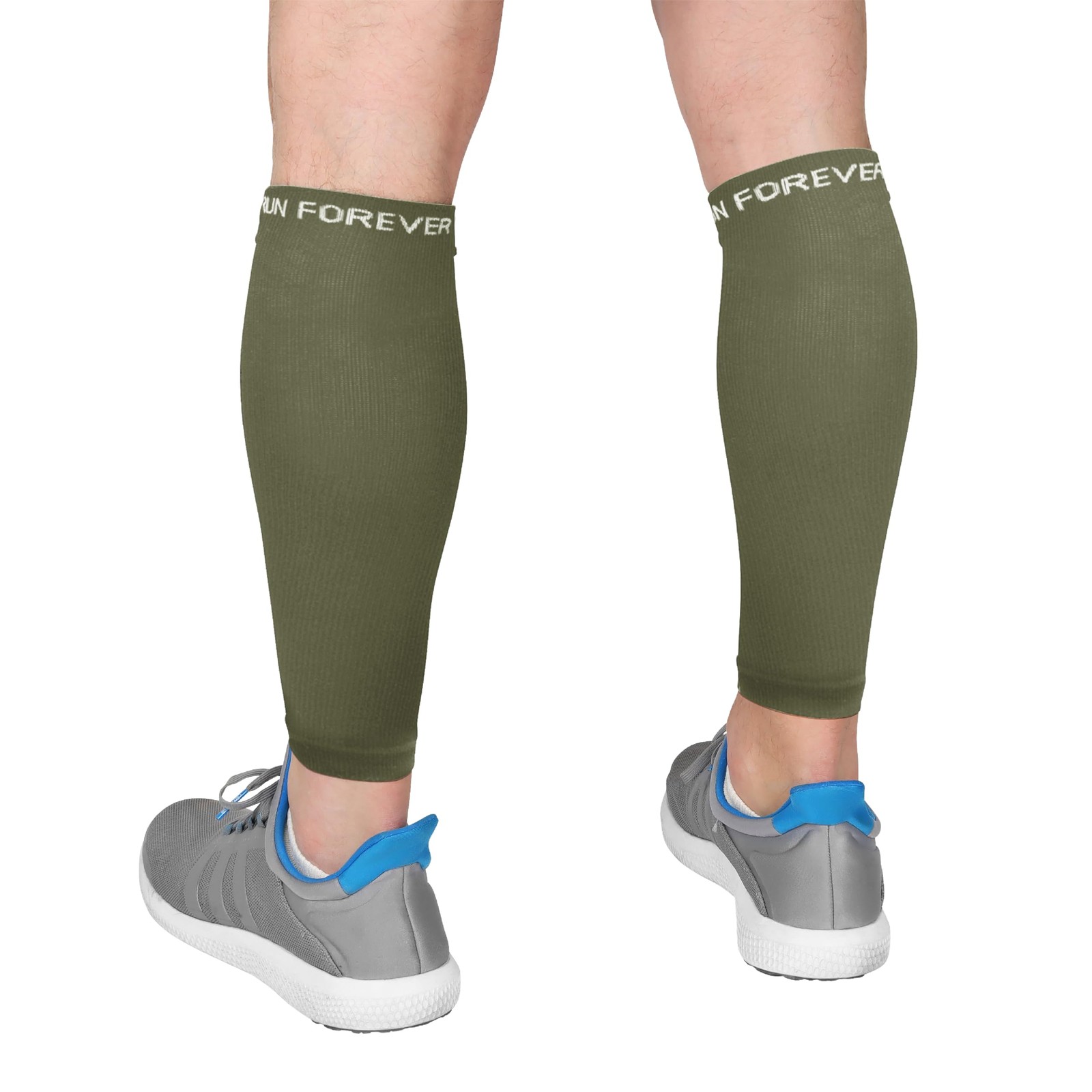 Run Forever Calf Compression Sleeves for Men and Women – Large, Army Green