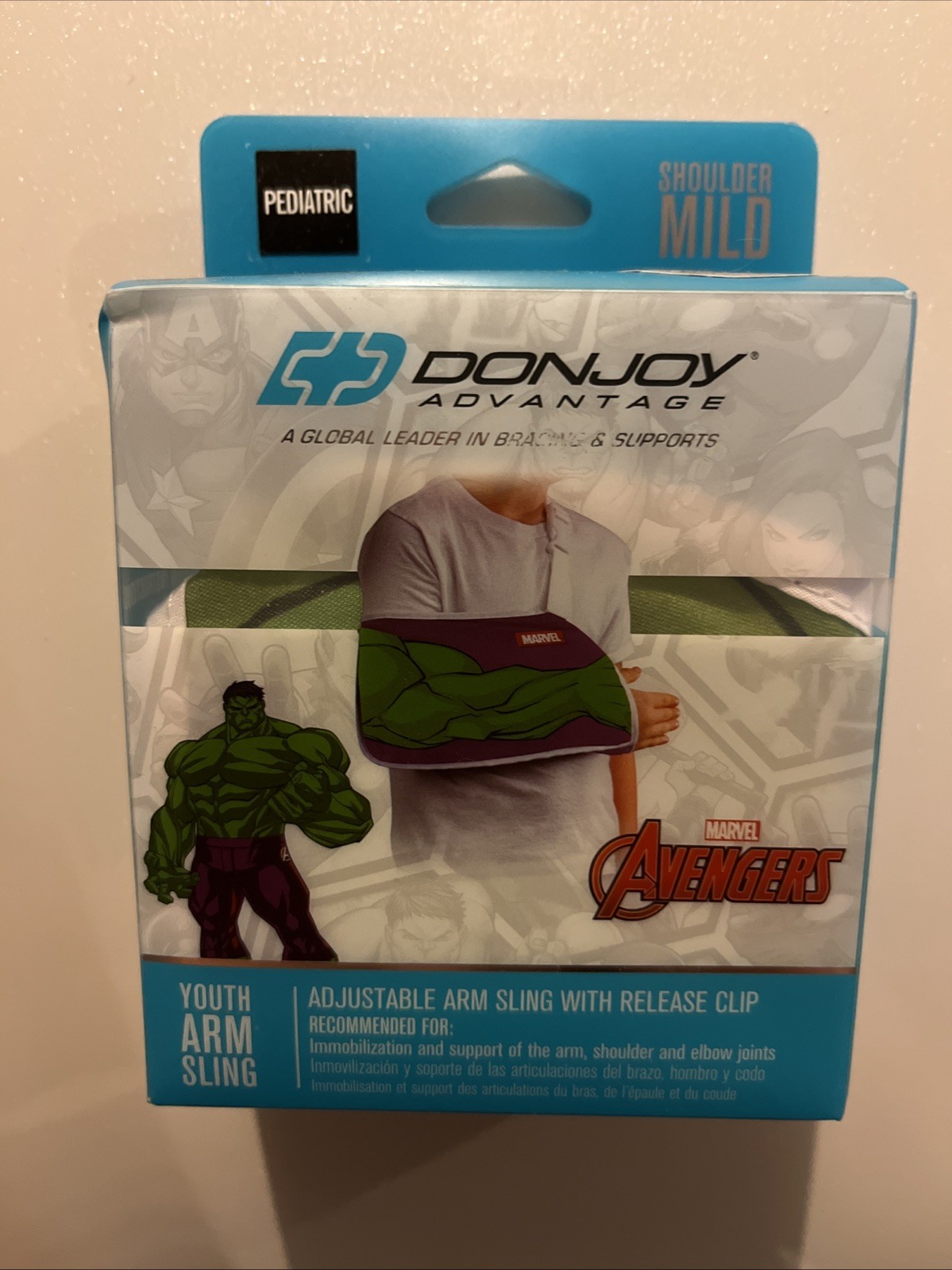 NEW 2 DonJoy Advantage Marvel HULK Pediatric Adjustable Arm Sling W/Release Clip