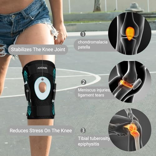Knee Brace with Removable Dual Side Hinged Stabilizers & Medium (11.8″-17.3″)