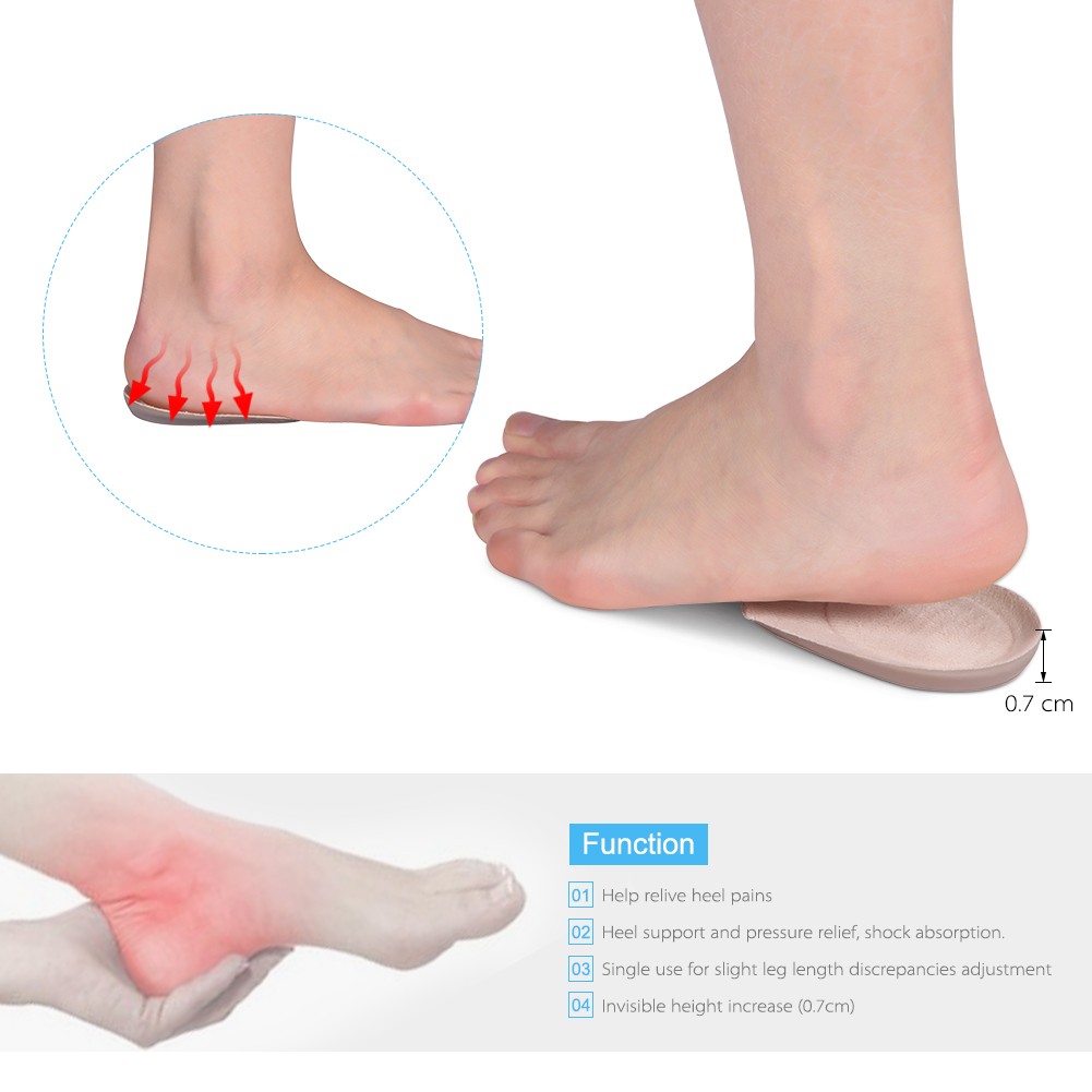 2 Pairs Gel Heel Lifting Insoles Cushion Foot Protector Shoe Pad Foot Care T DSO