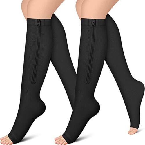 3Pair Open Toe Compression Socks 20-30mmHg Calf Leg Ankle Support Stocking–