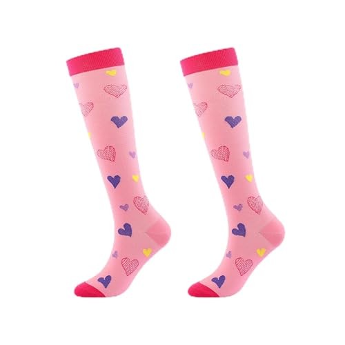 CYian Compression Socks for Women Men Funny Sock Knee High Support Pink Heart