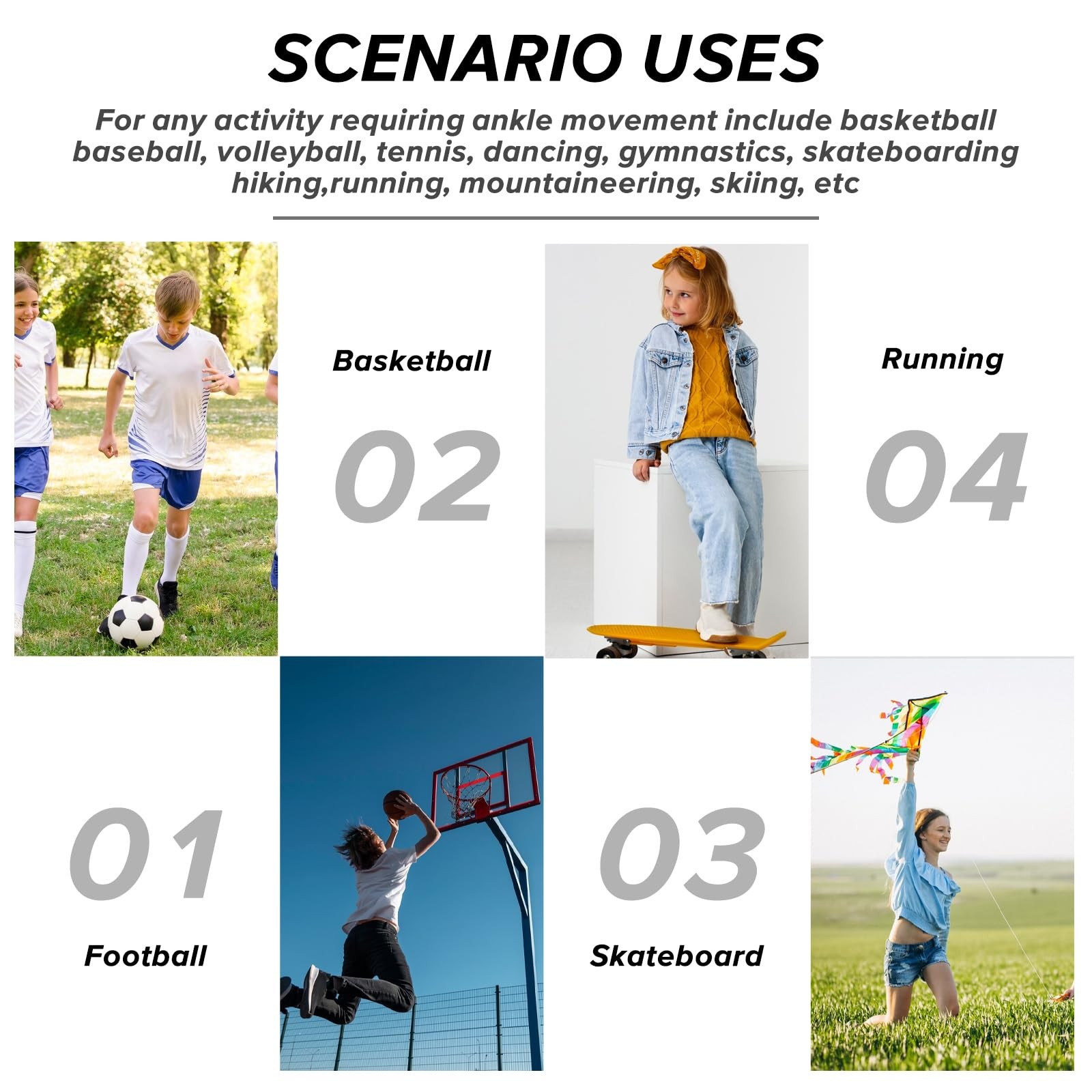 Kids Ankle Brace for Joints Child Compression Sleeves 7-12 Years 2 Pairs