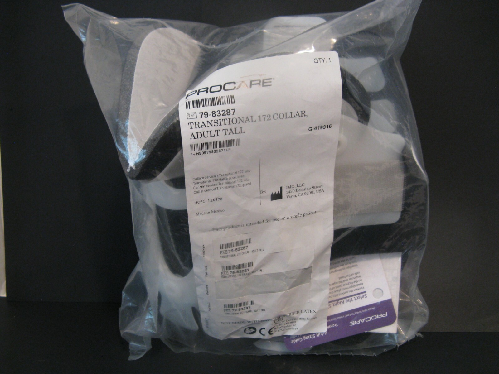 PROCARE Transitional 172 Cervical Collar Adult Tall 79-83287 NEW