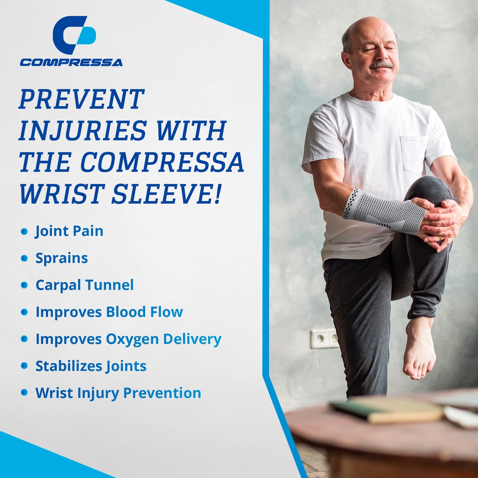 Compressa Wrist Compression Sleeve – Helps Relieve Carpal Tunnel Tendonitis &…