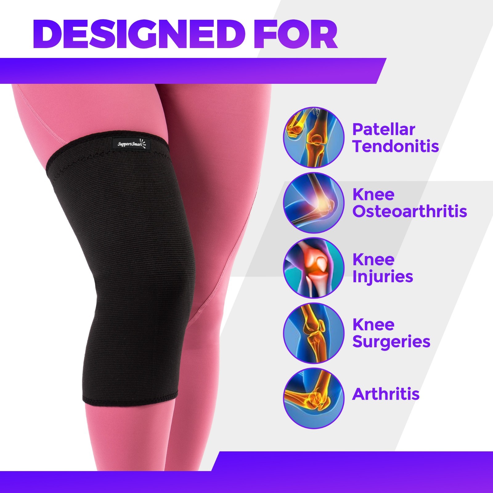 Smart Compression Knee Sleeve for Women Men, Lightweight & Easy Knit Knee Brace