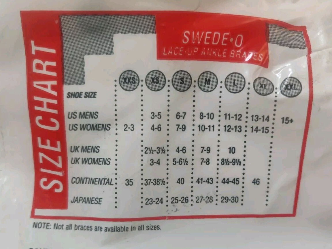 SWEDE-O Ankle Lok Brace Size XXL (US Sz 15+) White Lace/Strap