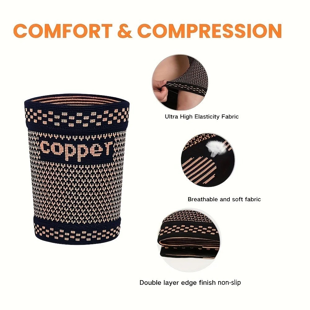 Copper Bicep Compression Sleeve Arm Support Sports Gym Muscle Brace 1PC
