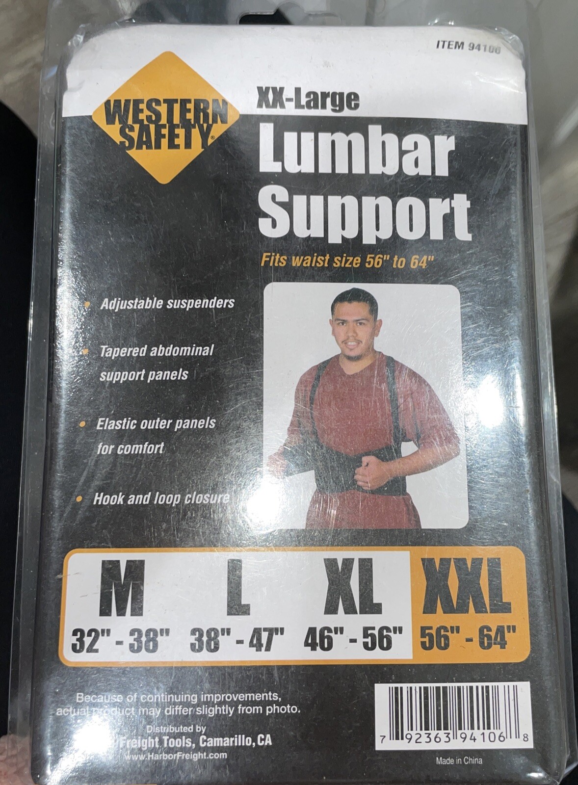 Lumbar Support XX-Large (56″ – 64″) With Adjustable Suspenders! Item #94106