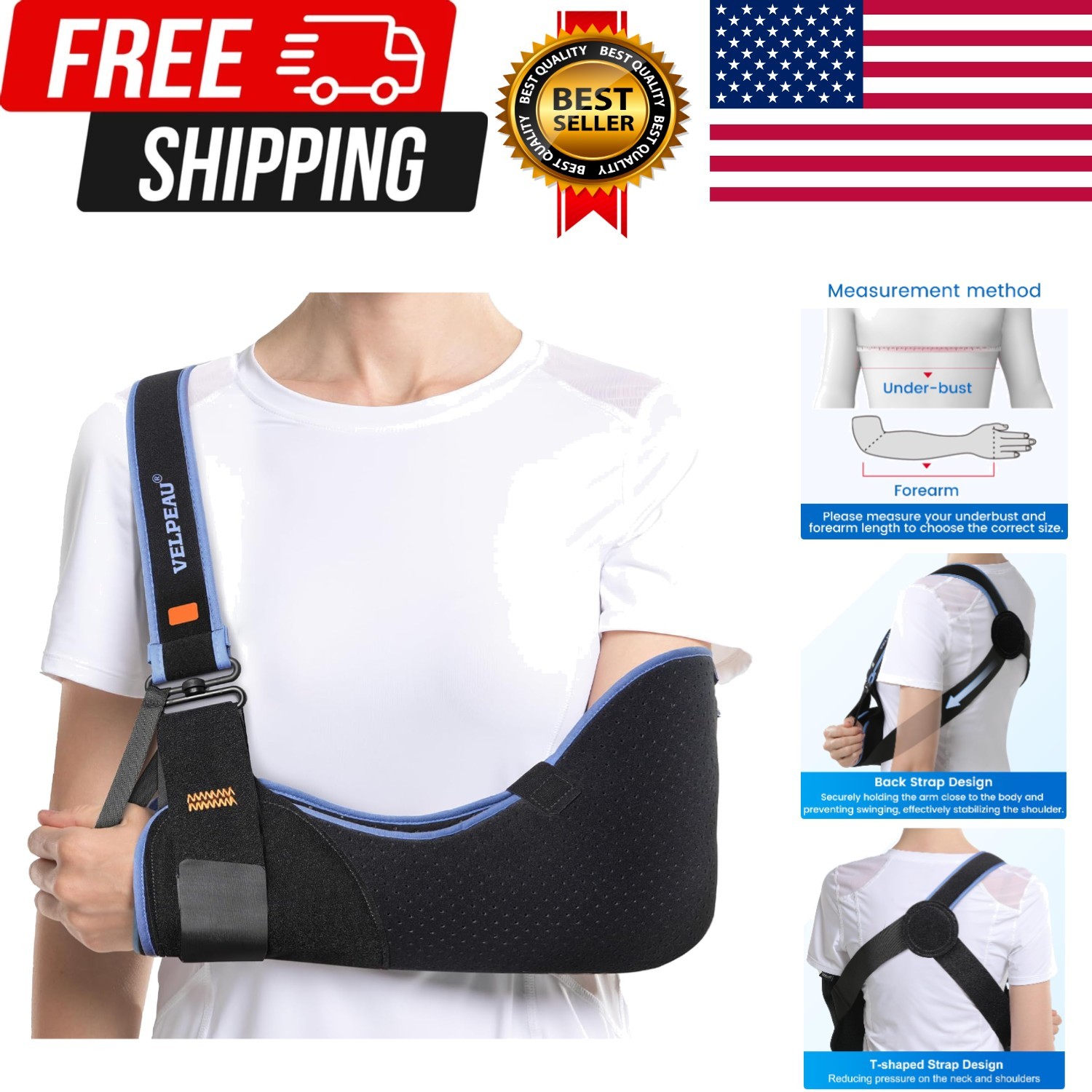 Arm Sling Shoulder Immobilizer for Women and Men, fit Left or Right Arm – Rot…