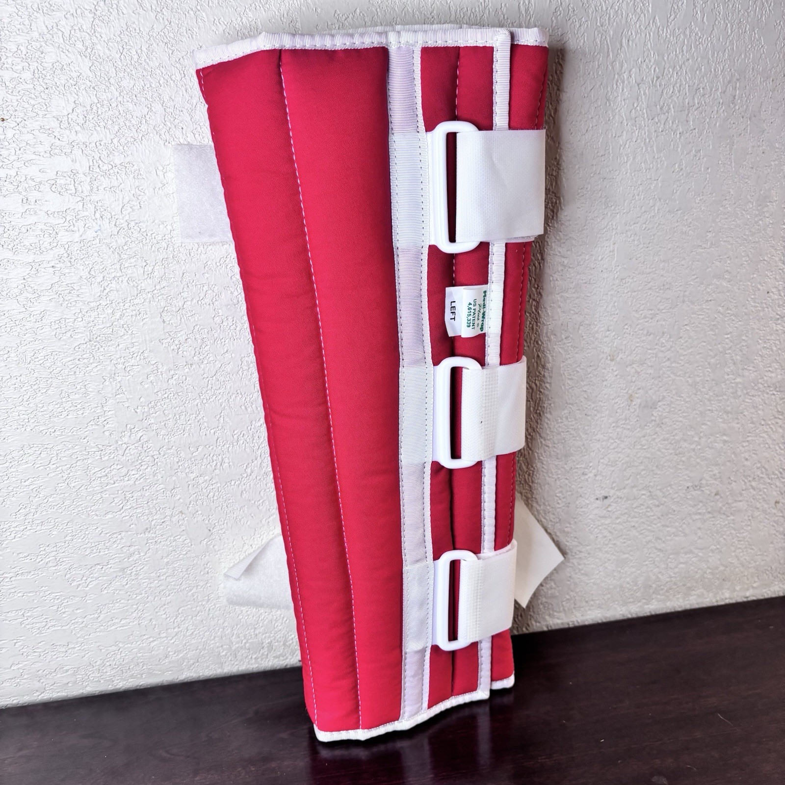 Vintage Medi-Wrap Compression Leg Brace For Left Leg – Red & White 14.5” Long
