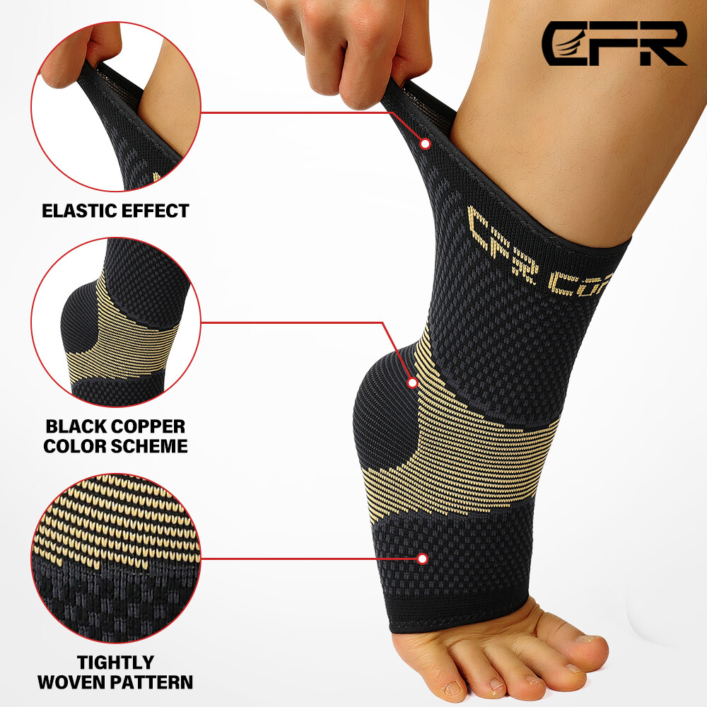 Copper Ankle Support Brace Compression Sleeve Socks Foot Pain Relief Functional
