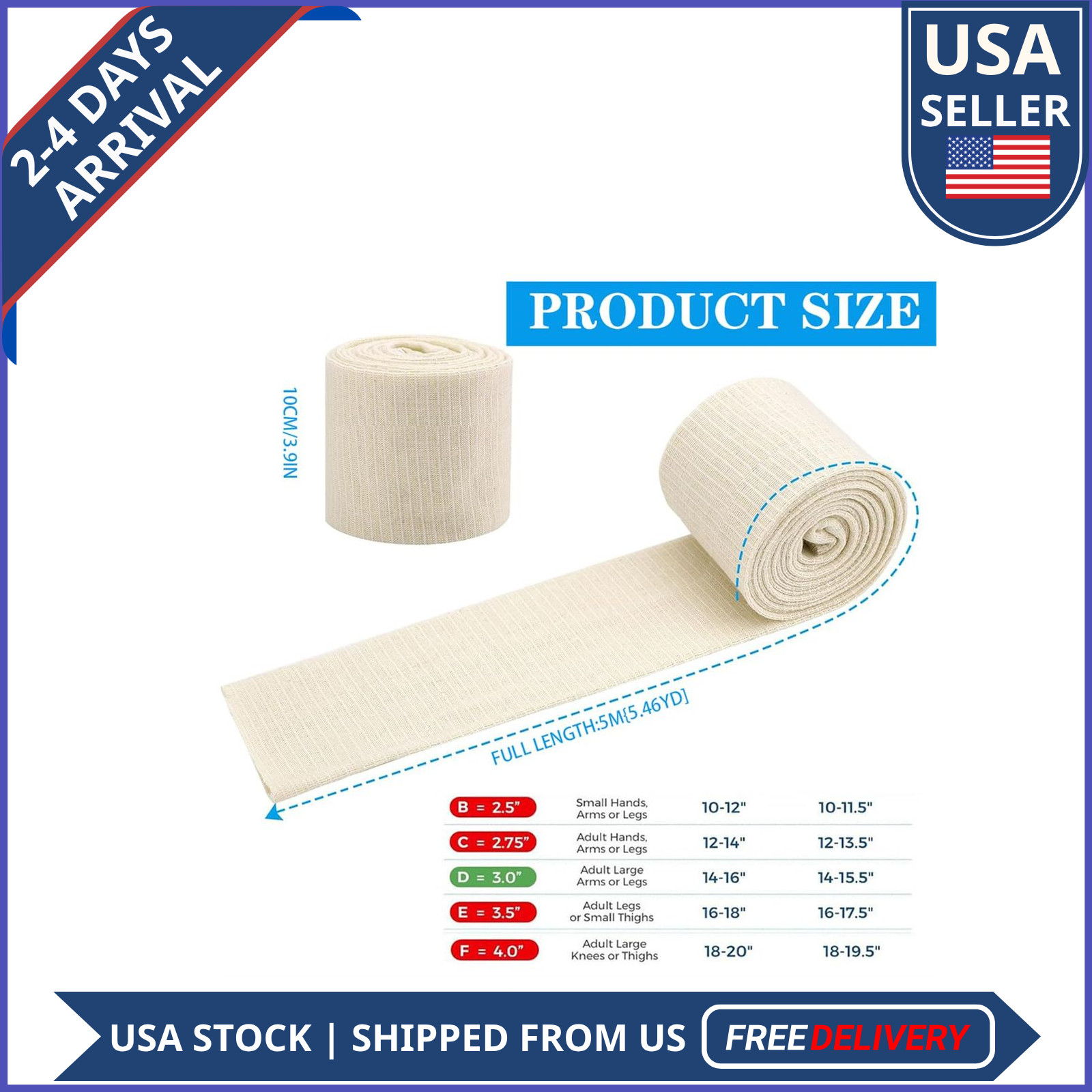 Elastic Tubular Support Bandage Size F Cotton Stockinette Compression Roll