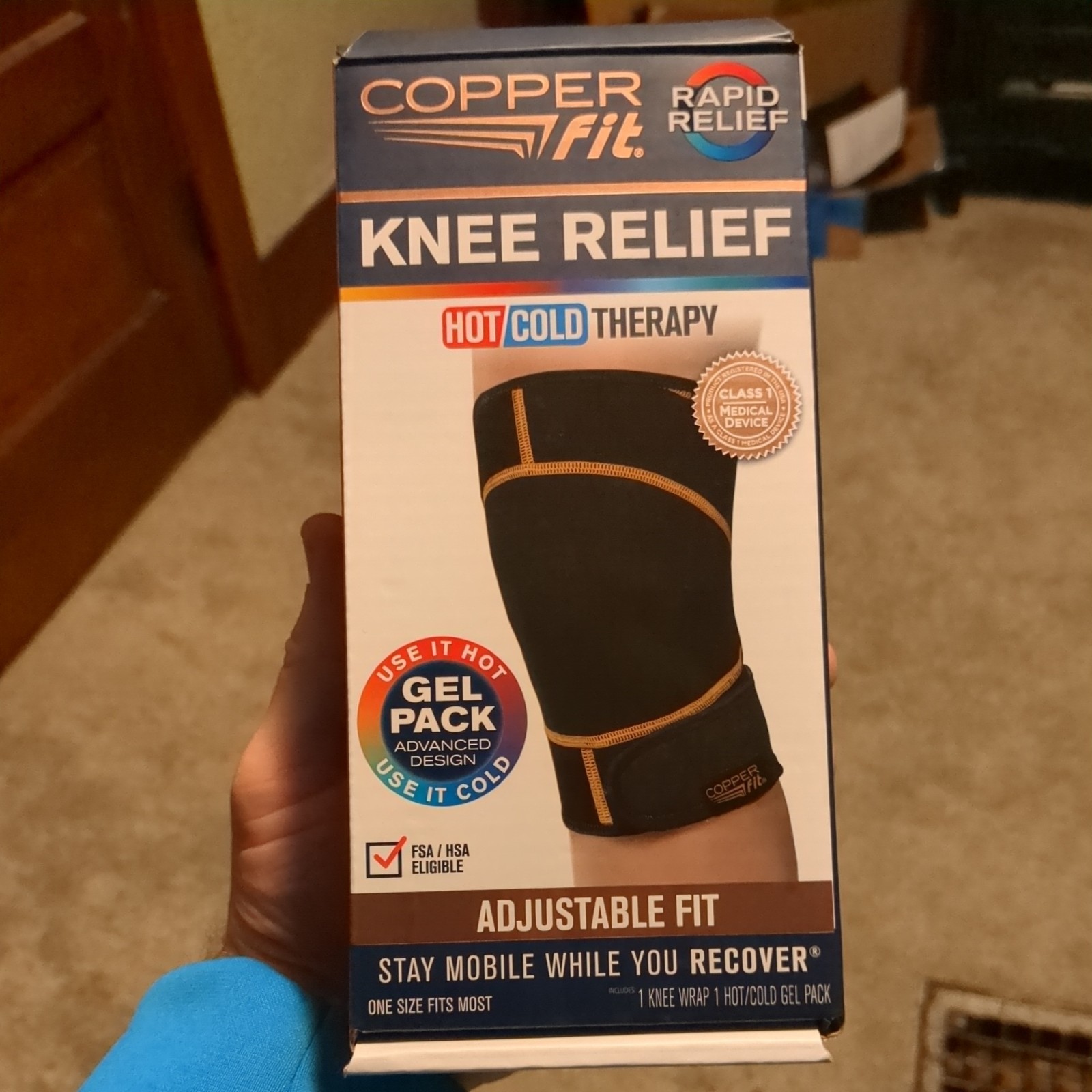 Copper Fit Rapid Relief, KNEE Wrap with Hot/Cold Gel Pack – FREE SHIPPING