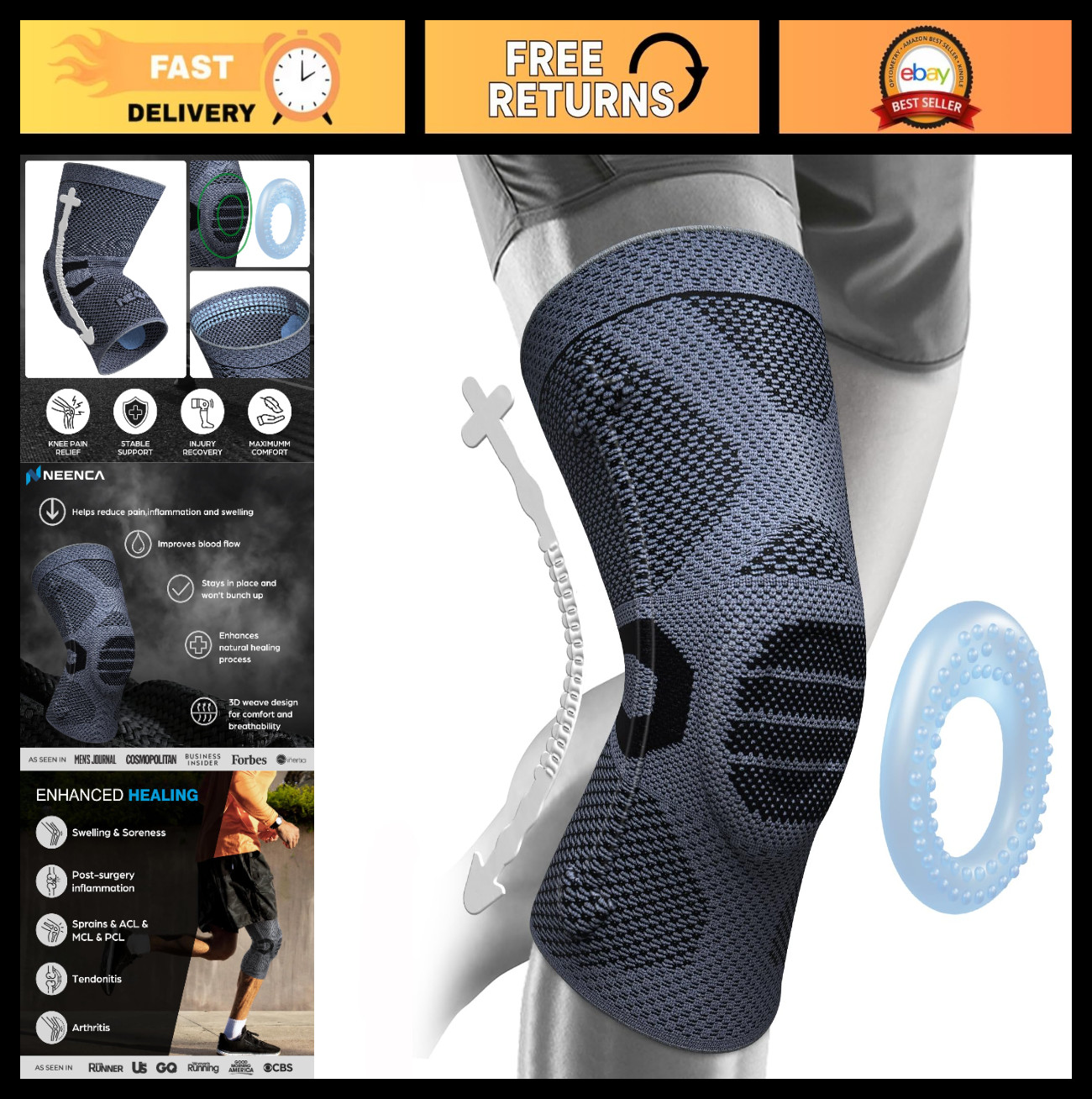 Professional Knee Brace Support for Men & Women – Medical Relief, Adjustable Fit