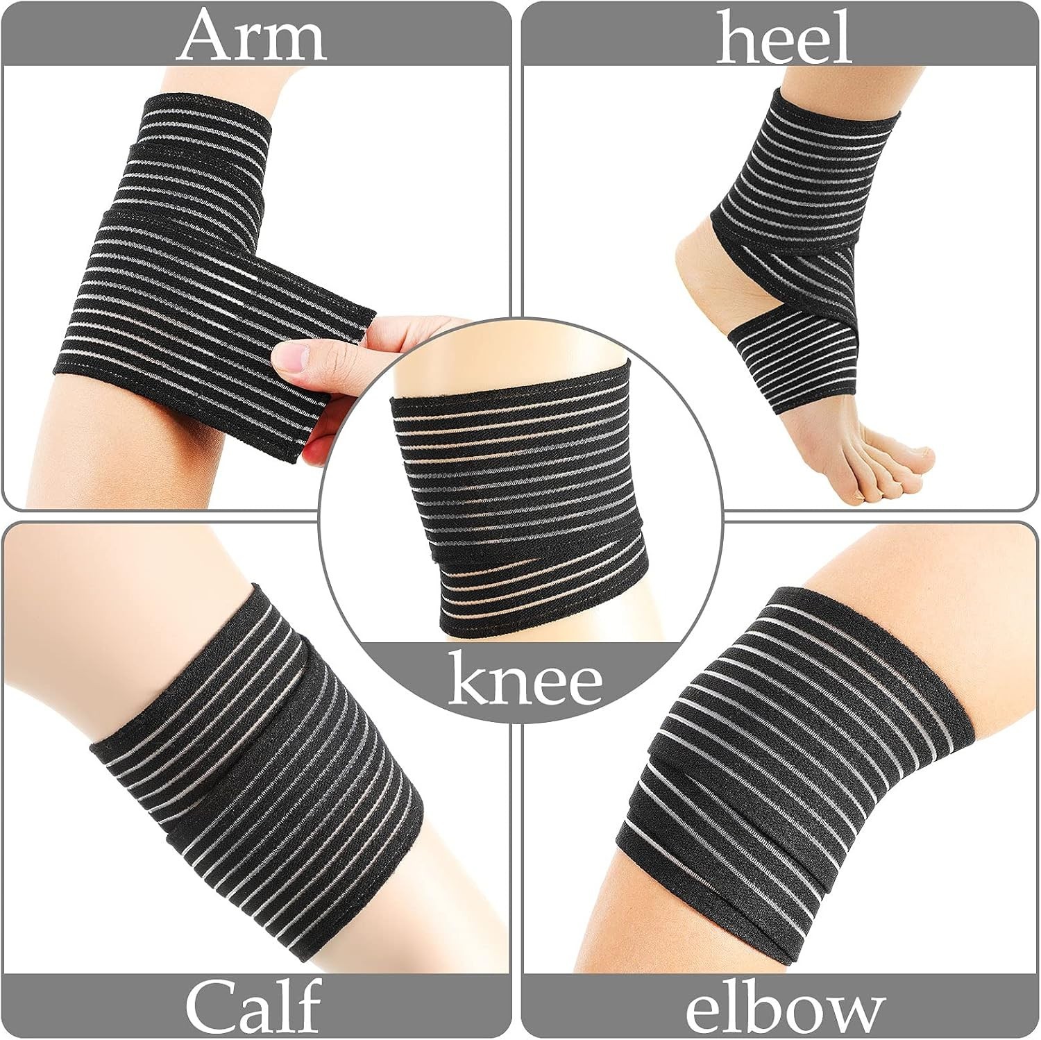 Compression Bandage Wraps for Leg, Elastic Calf Sleeve, Adjustable plus Size (2