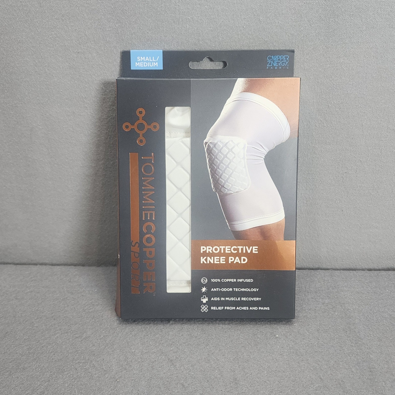 Tommie Copper Protective Knee Pad White Copper Infused Sport Unisex S/M