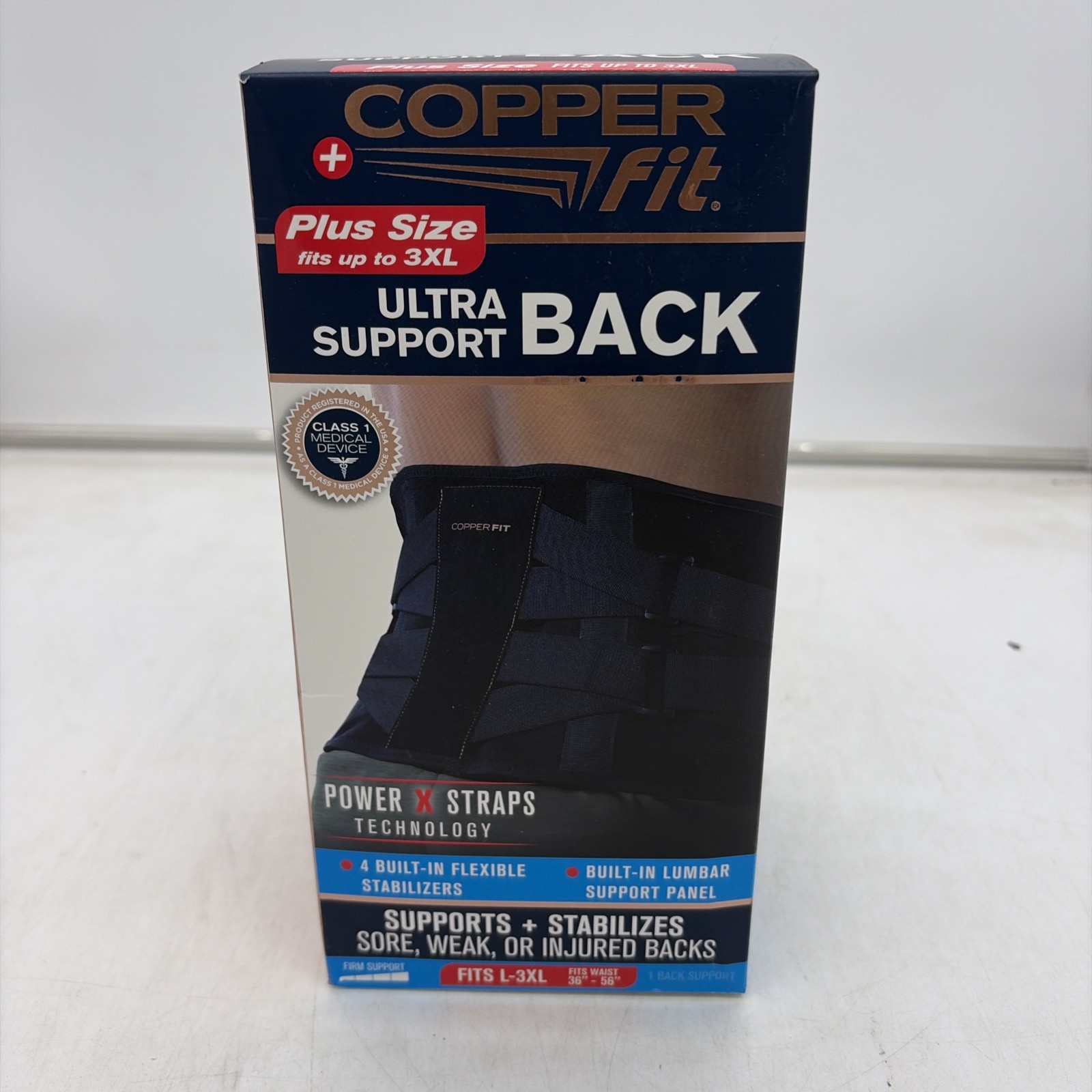 Copper Fit Ultra Back Support Power X Strap Tech| Size L-3X | New Open