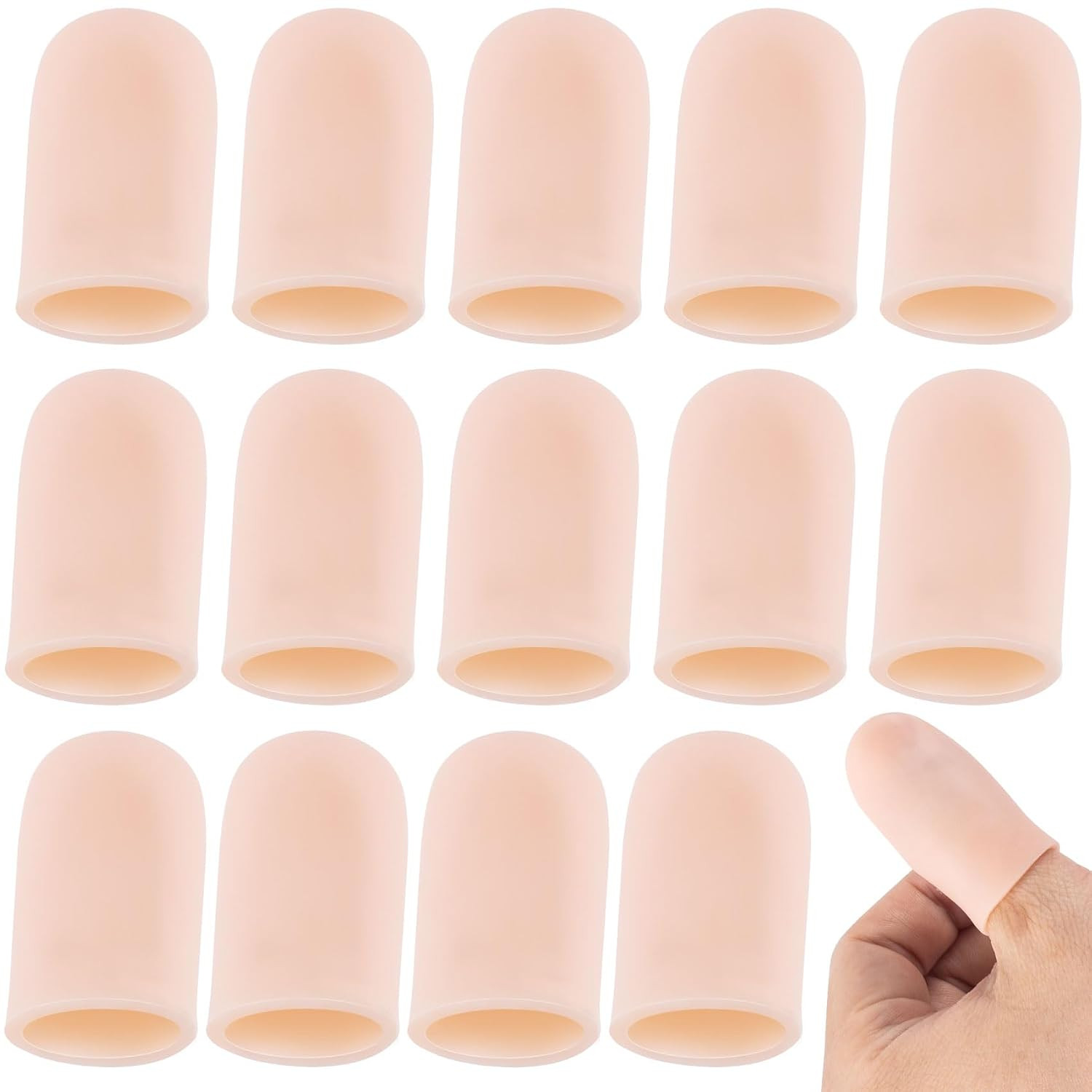 14 PCS Gel Fingertip Bandages Protectors, Silicone Skin Color Finger Support,…