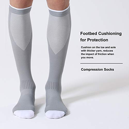 CelerSport 3 Pairs Compression Socks for Men Large-X-Large Black + White + Grey