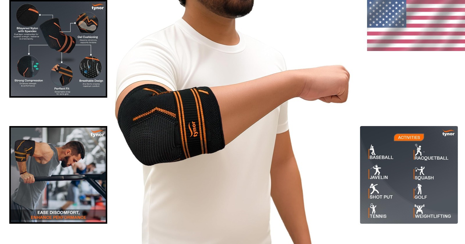 Versatile Tennis Elbow Brace with Custom Fit for Sports and Joint Pain – Medium