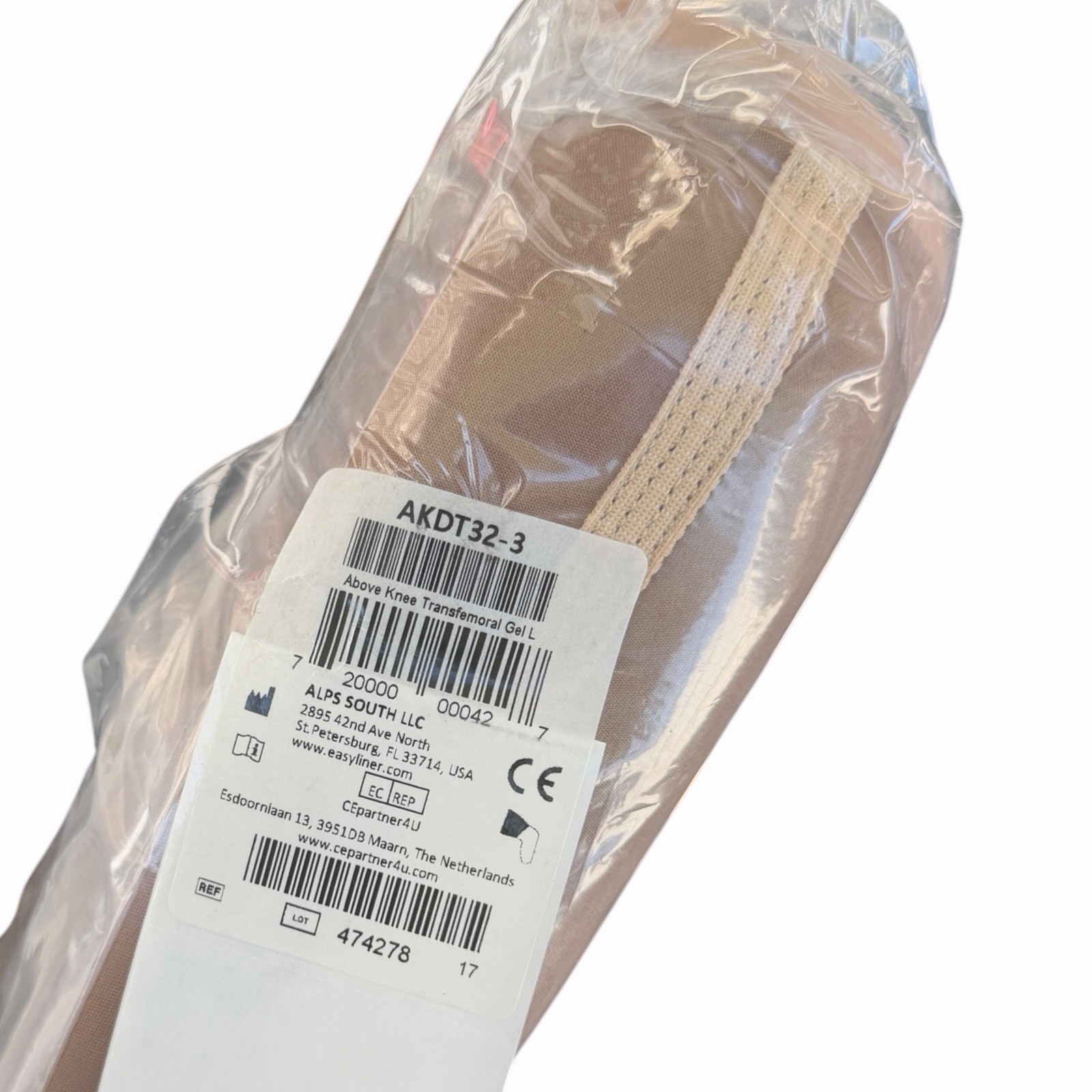 ALPS AKDT32-3 Above Knee Transfemoral Gel Locking Prosthetic Liner Size 32