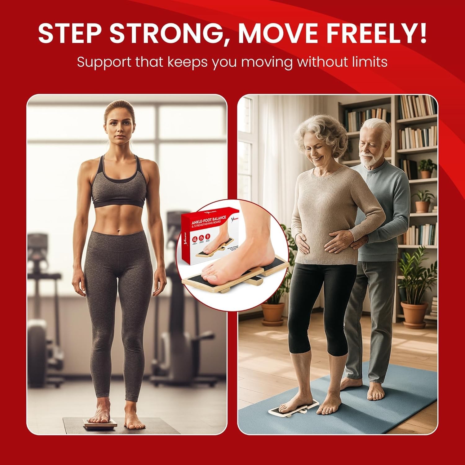 Ankle Strengthener & Axis Board, Bamboo Ankle Balance Board for Physical Therapy