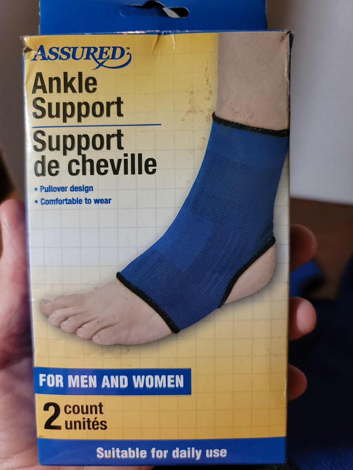 1 Pair Blue Ankle Sports Support Brace Compression Sleeve Foot Pain Relief.