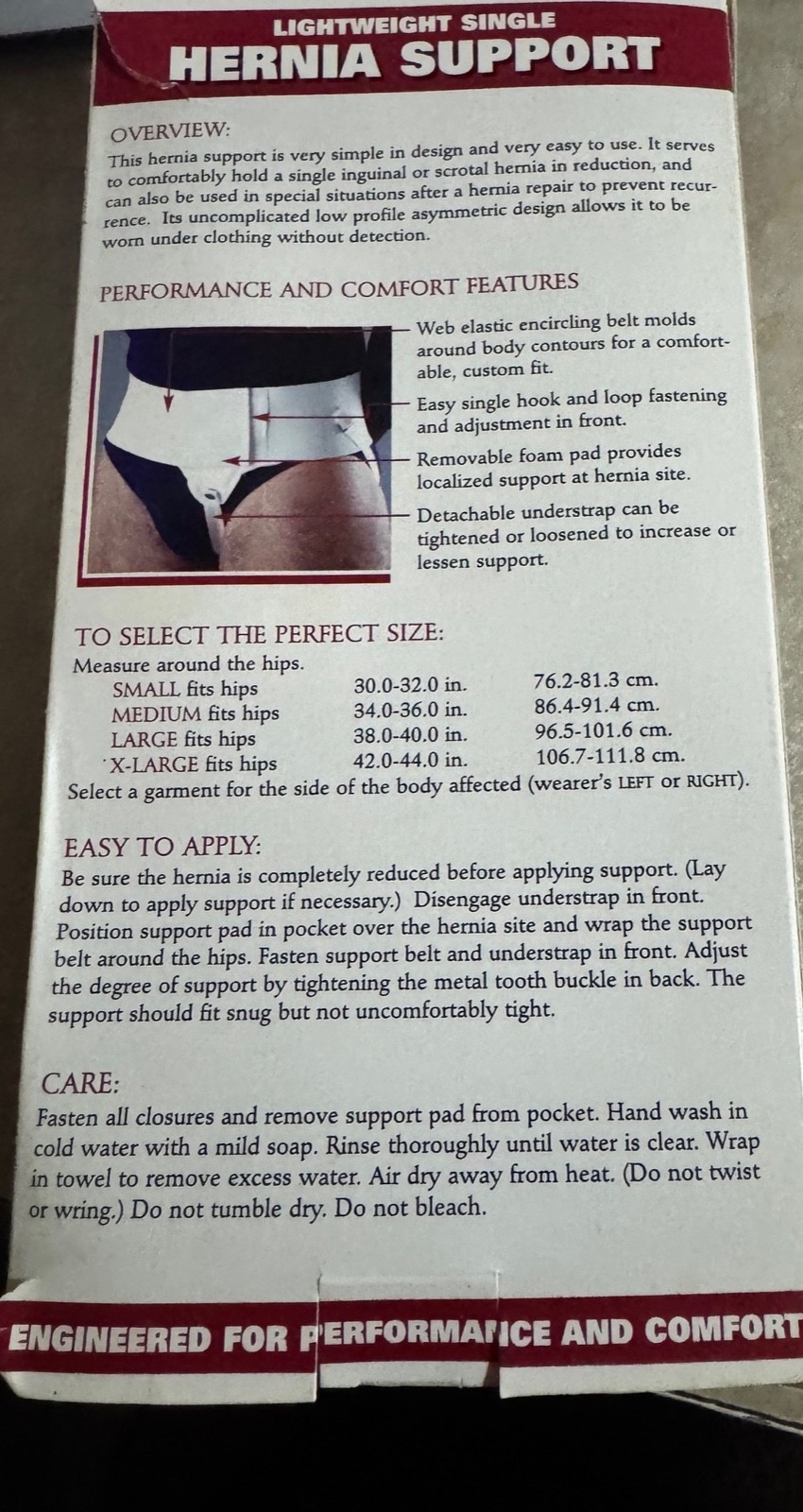 OTC Lightweight Single Hernia Support Right Side White X-Large