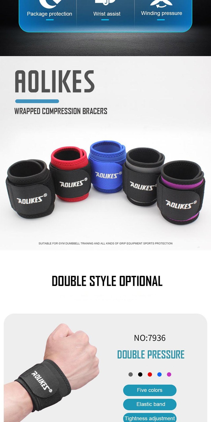 Aolikes 1 Pc Wrist Band Support for Adjustable Wrist Bandage Brace for Sports Wr
