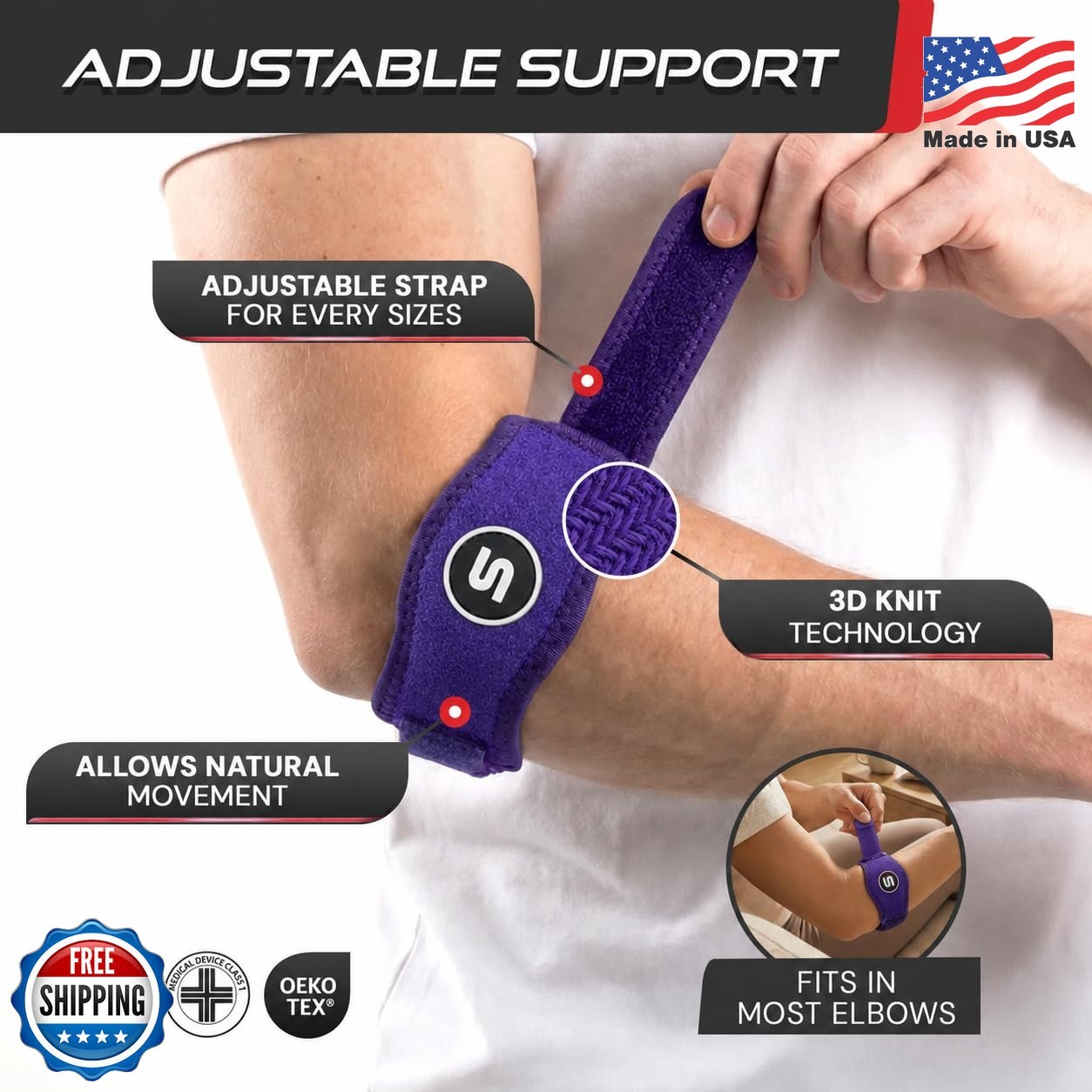 Sleeve Stars Tennis Elbow Brace for Men & Women, Elbow Brace for Tendonitis, Ten