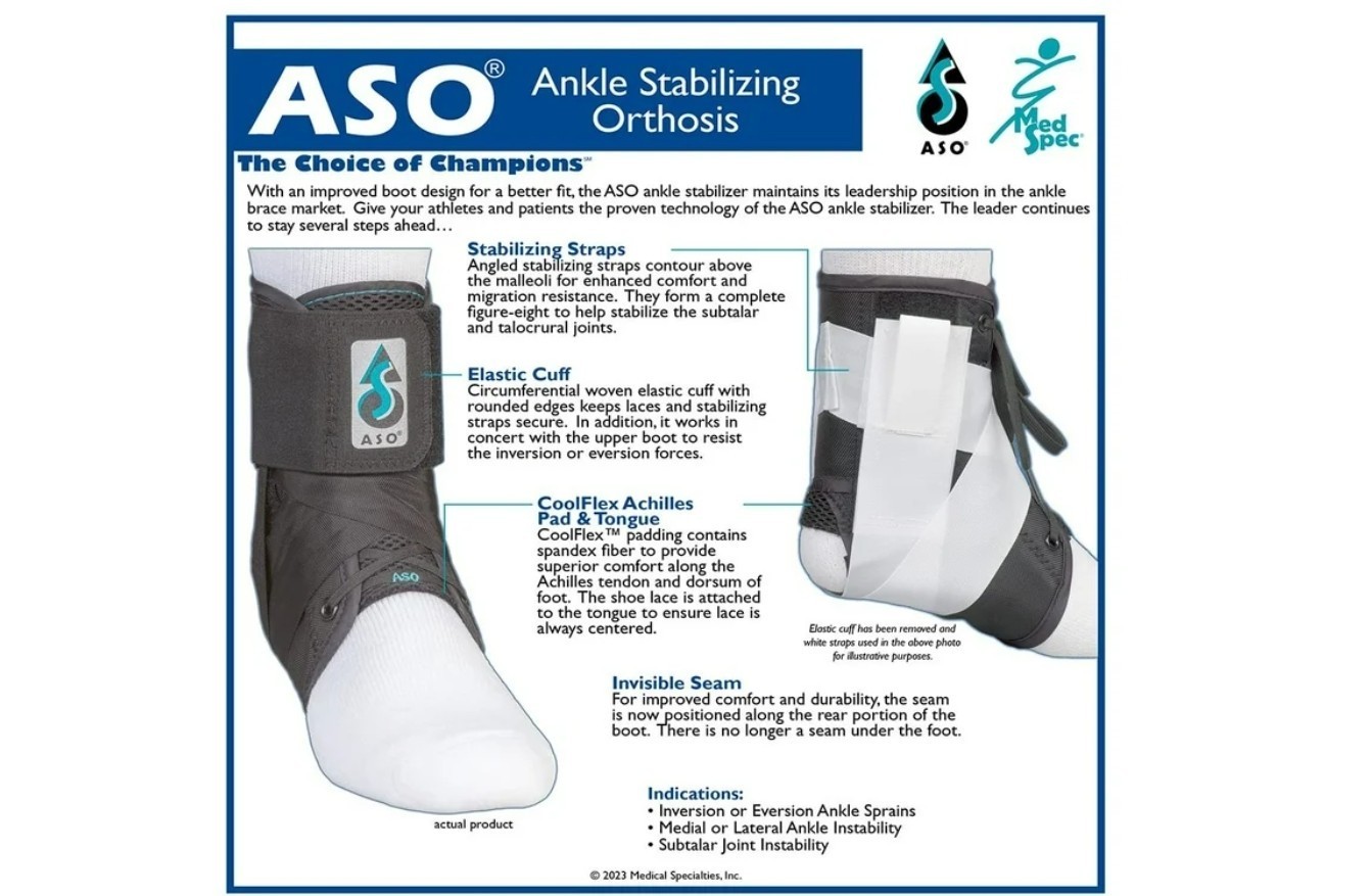 Med Spec ASO Ankle Stabilizer (X- Small, Black)