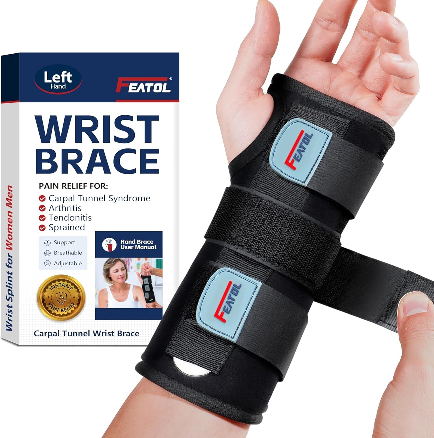 Wrist Brace Hand Brace Carpal Tunnel Wrist Splint Night Support for Women Men XS