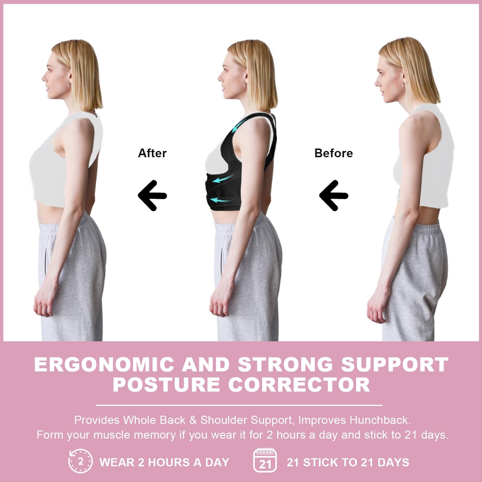 Posture Corrector for Women and Men,4 In 1 Adjustable Full Back Brace,Posture…