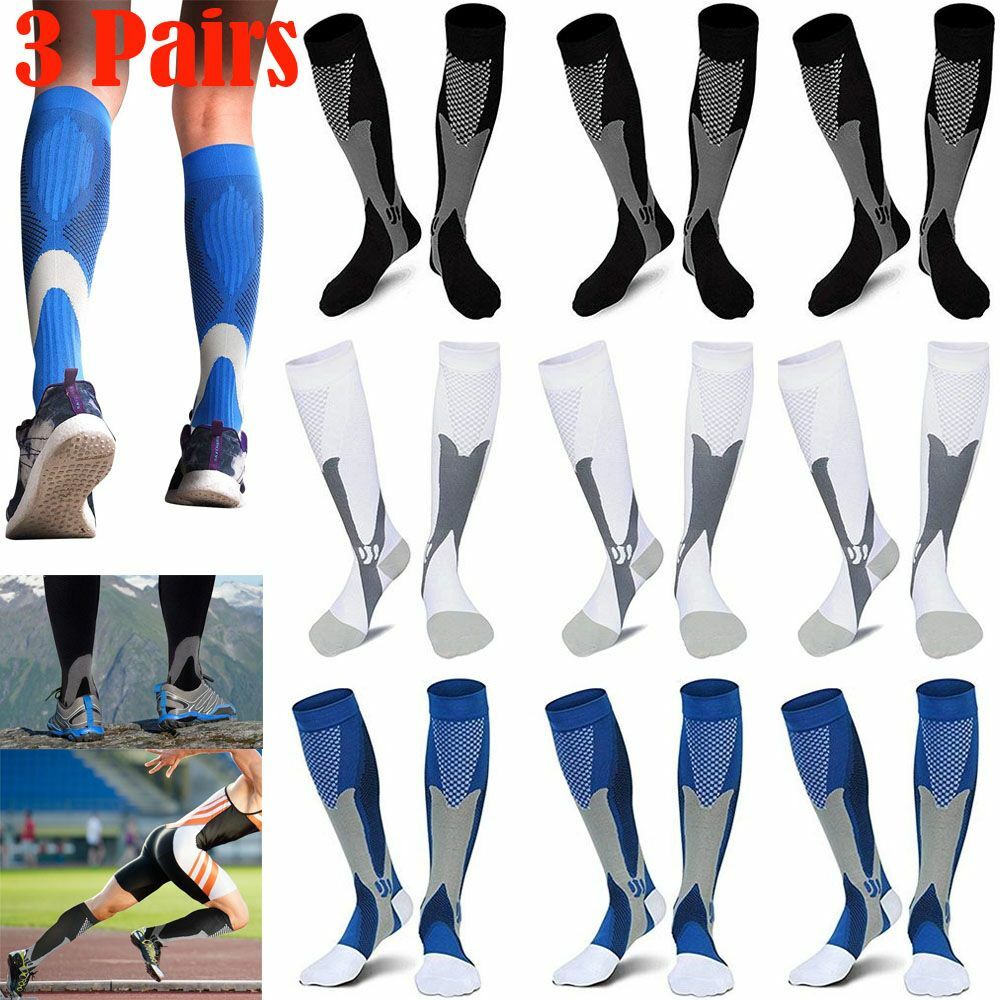 3pcs Compression Socks 20-30mmHg Support Miracle Calf Leg Sport Men Women S~XXL