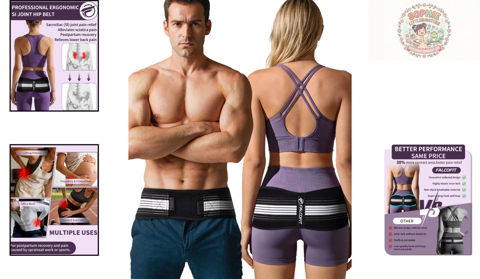 Invisible Adjustable Sacroiliac Support Belt | Comfort for Sciatica Pain 30″-43″