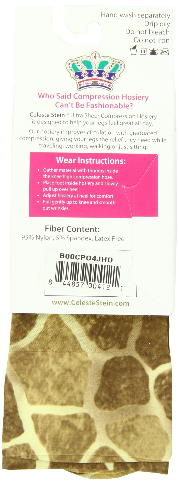 Celeste Stein Therapeutic Compression Socks, New 0.6 Ounce, Giraffe