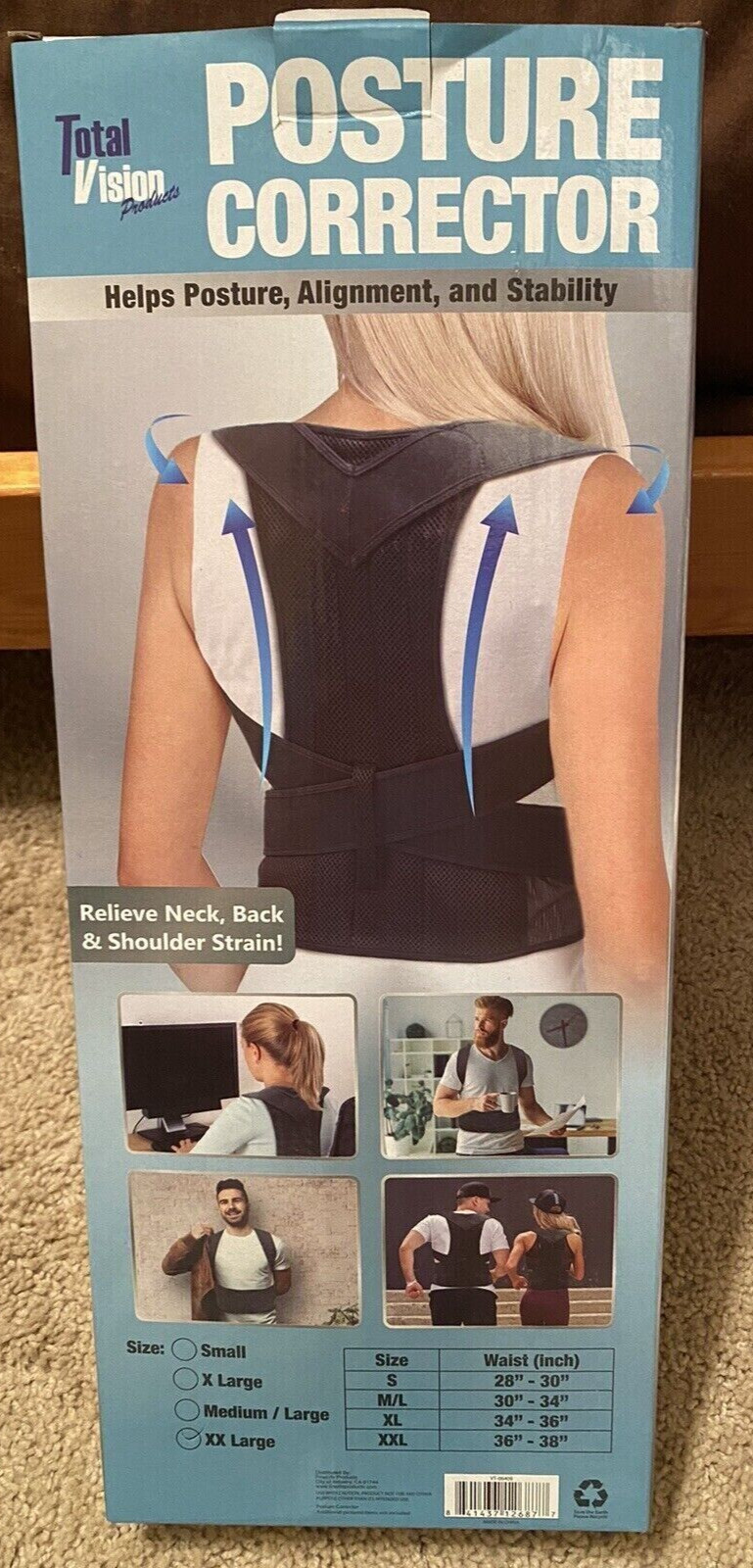 Total Vision Posture Corrector Size XL unisex NEW