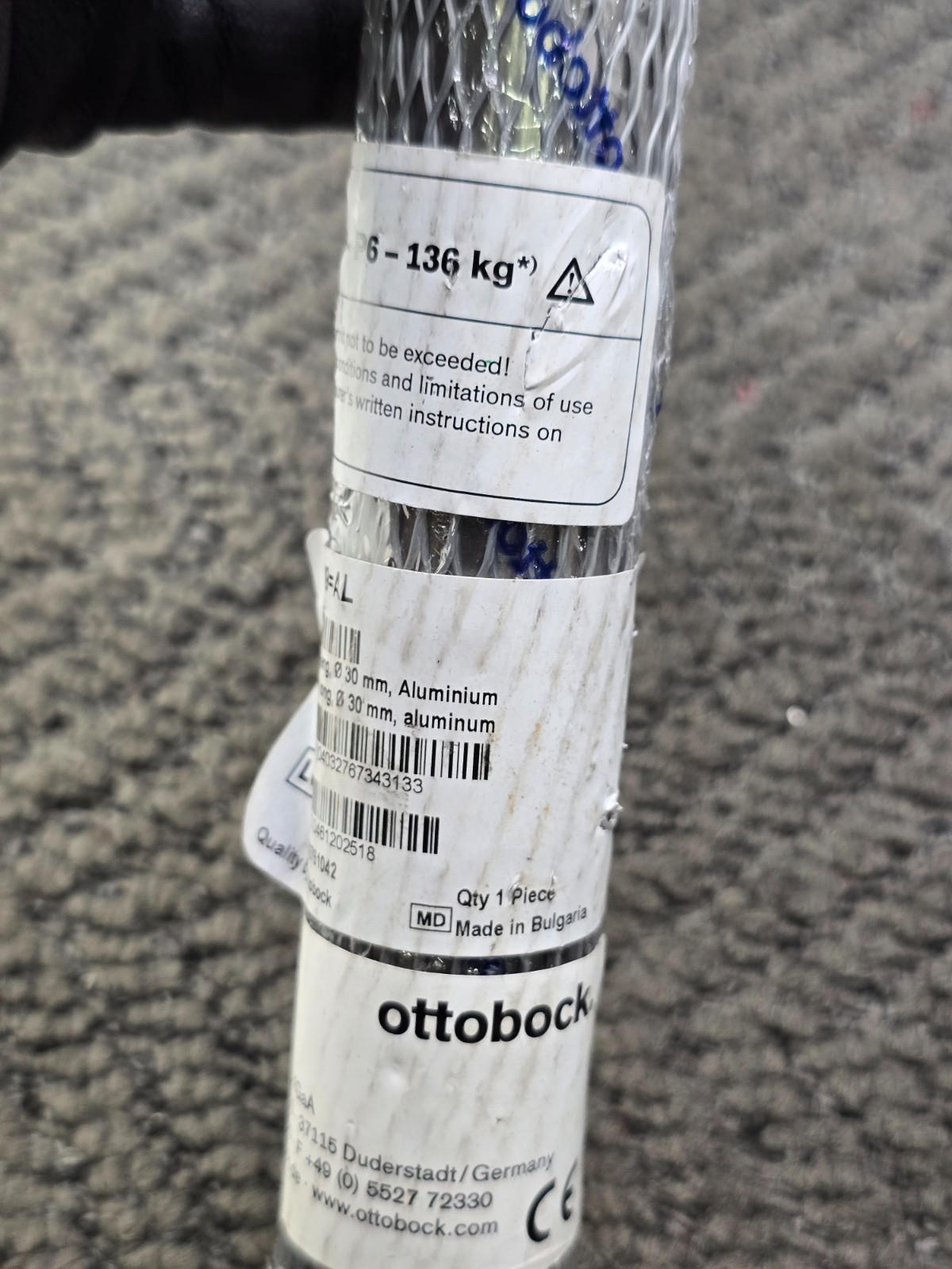OTTOBOCK 2R49=AL: Tube Adapter Long Replacement, Ø 30 mm, Aluminum