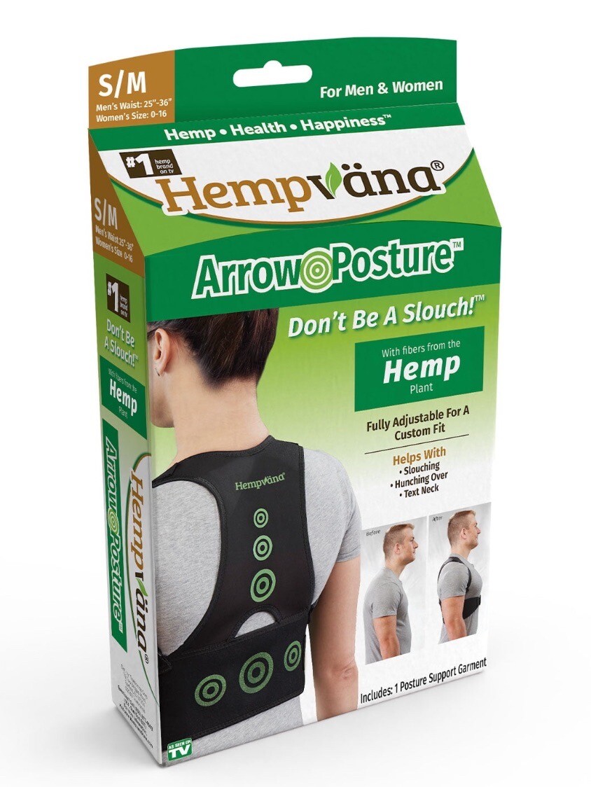 Hempvana Arrow Posture – Fully Adjustable Posture Support Adult (S/M)New In Box