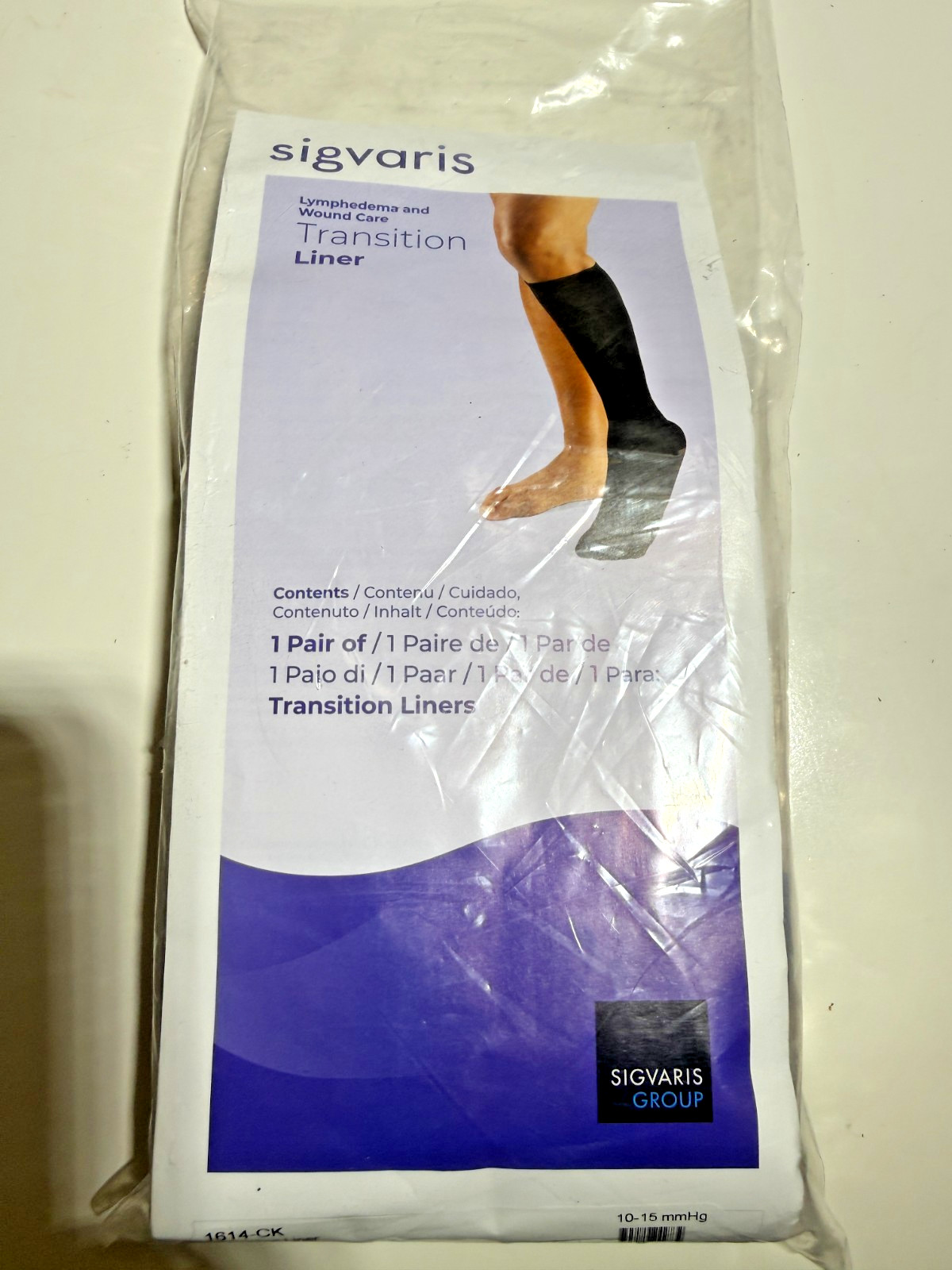 Sigvaris Transition Liner 67% Cotton Lymphedema and Wound Care Beige Size XL